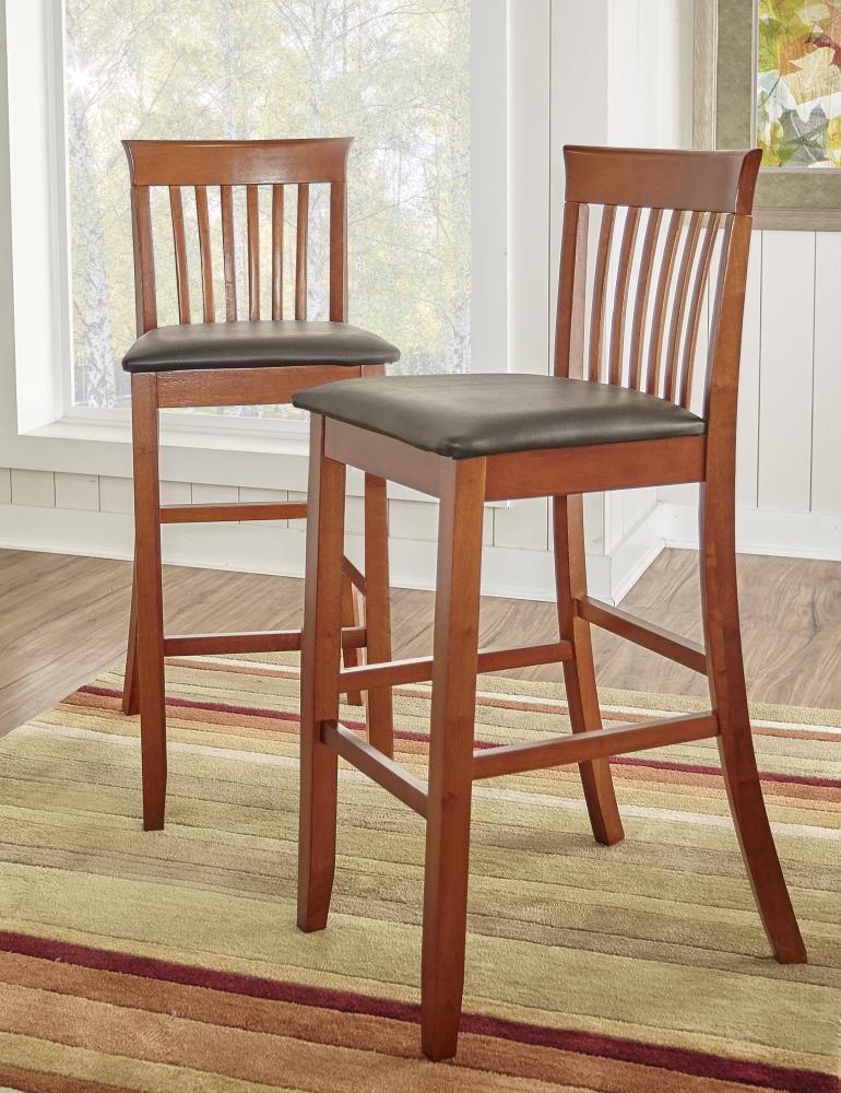 Classic Dark Cherry & Black Faux Leather 31" Craftsman Barstool