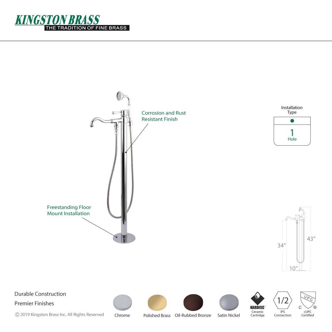 Kingston Brass WLKS7132DPL Roman-Tub-Faucets - View #3