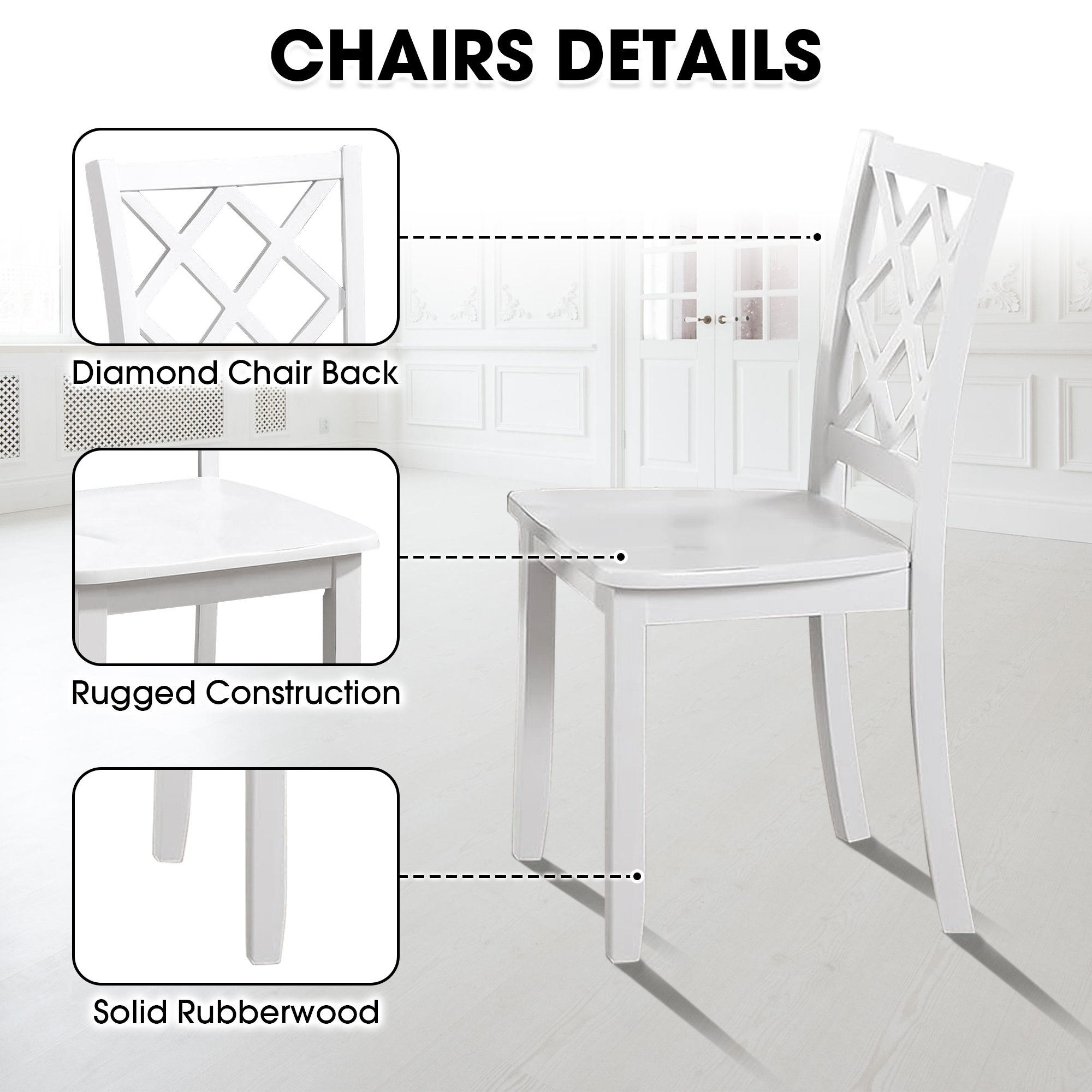 IHOMEadore MDFM3424WH-T-5PK Dining-Sets - View #2