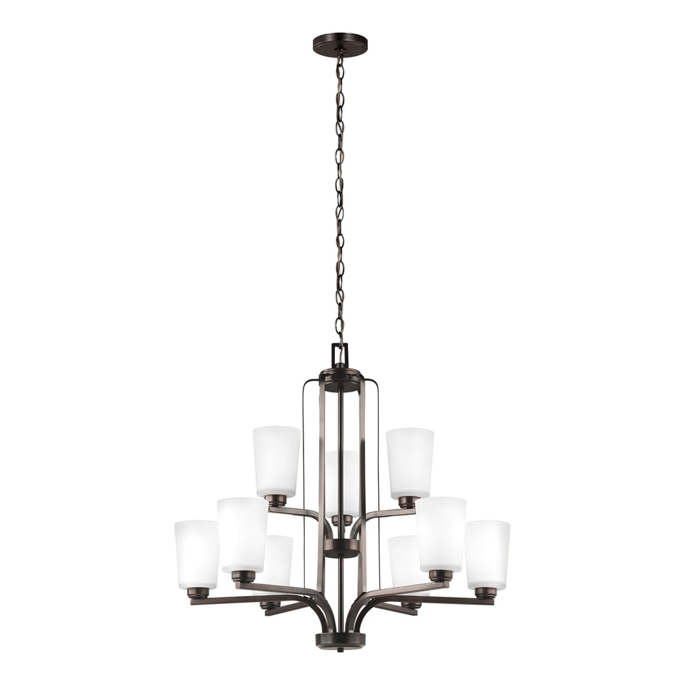 Generation Lighting 3128909EN3-710 Franport 9 -Light Bronze Traditional For Use in Dining Rooms, Foyers, Living Rooms Chandelier
