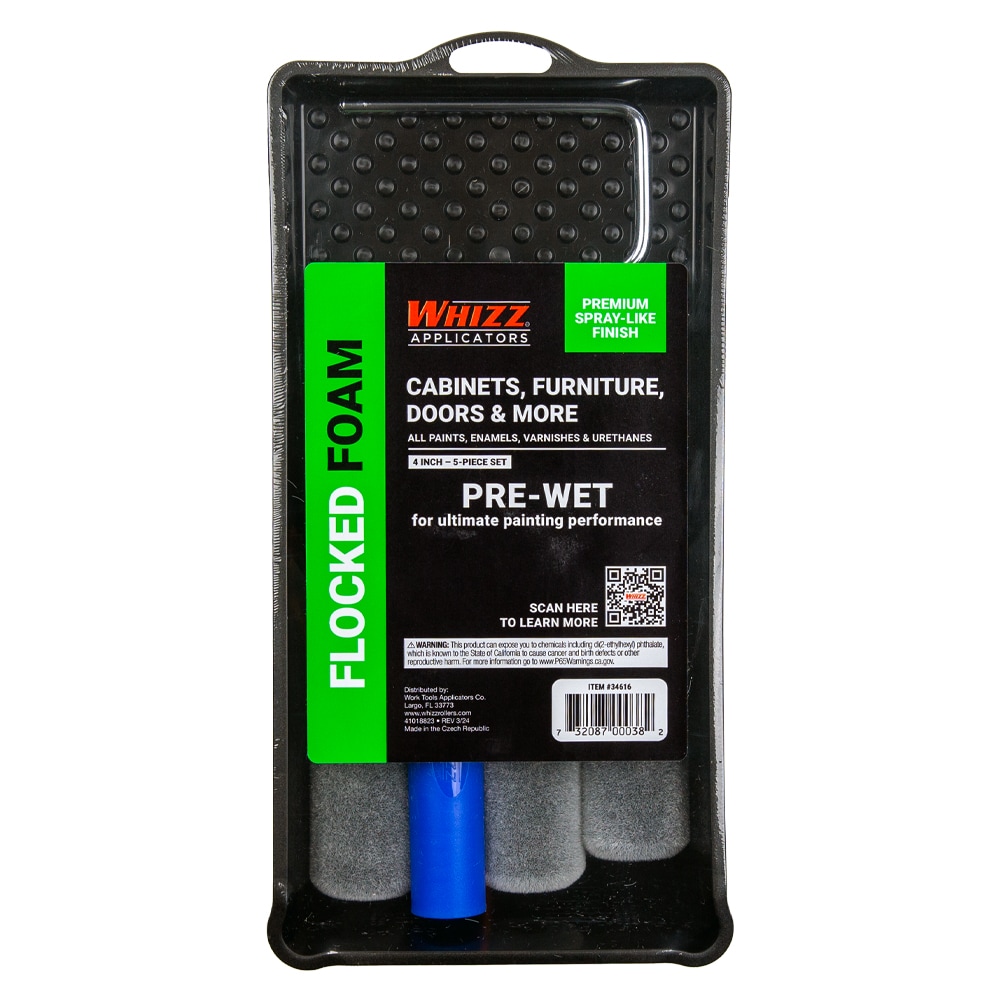 WHIZZ 34616 Cabinets, Doors, and More 5 -Piece Flocked foam Paint Roller Kit