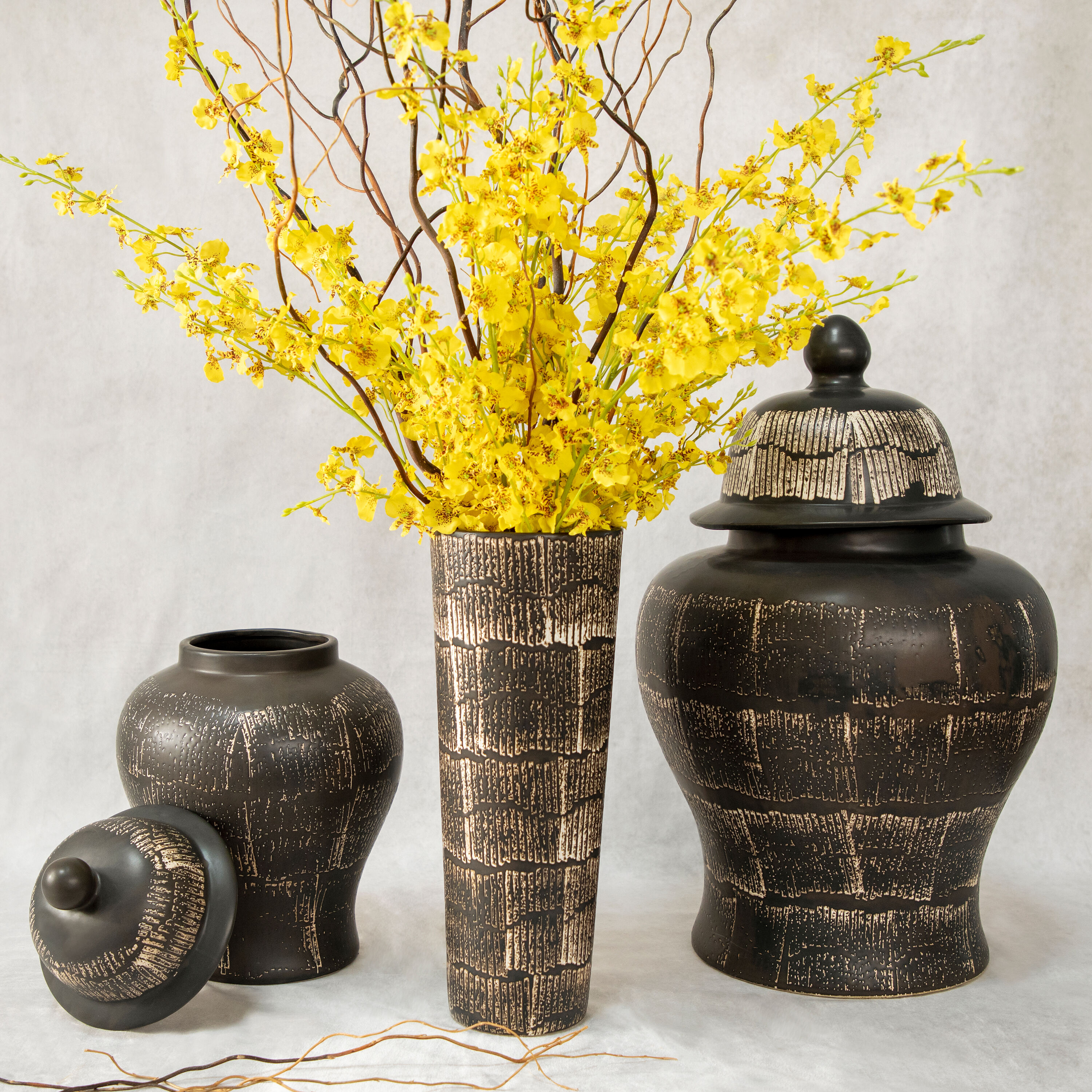 Sagebrook Home 14660-01 Black Ceramic Casual Decorative jar