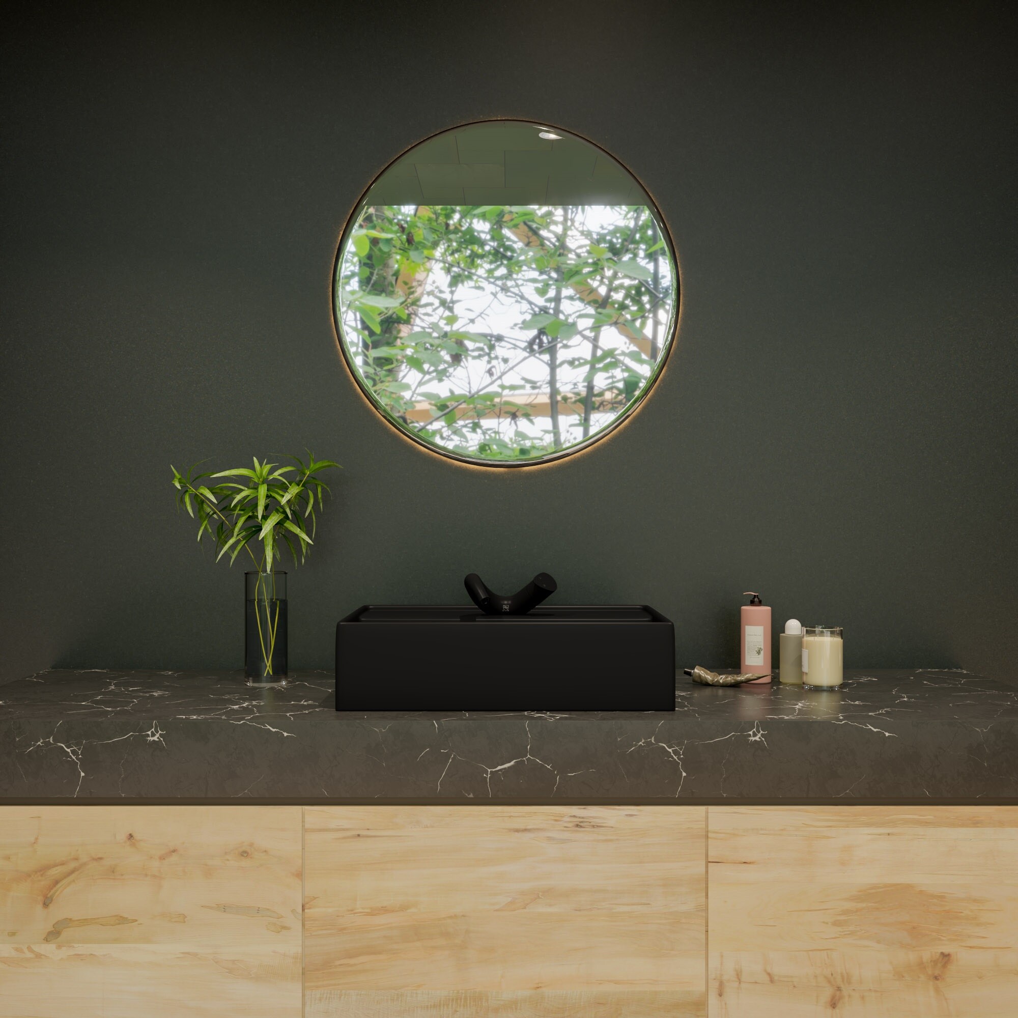 Matte Black Single-Handle Bathroom Faucet with Wave Design