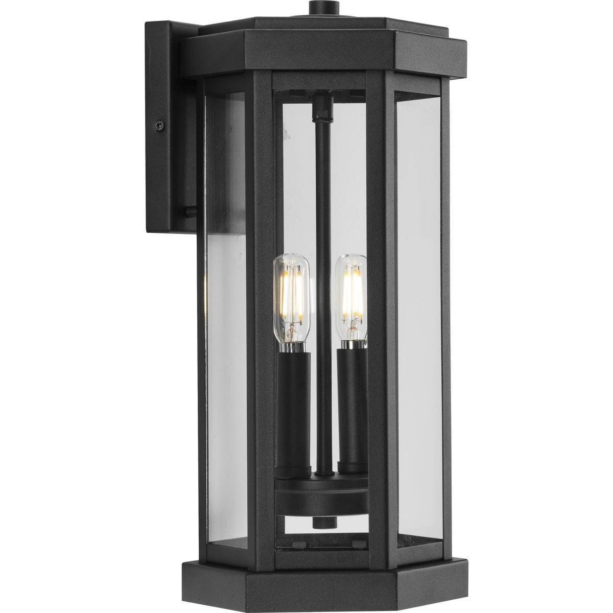 Progress Lighting P560338-031 Ramsey 2 -Light 15.5-in H Black Hardwired Outdoor Wall Light
