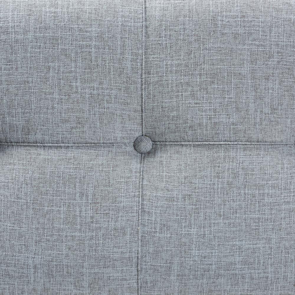 Grey Linen 32" Tufted Storage Ottoman with Antique Brass Accents