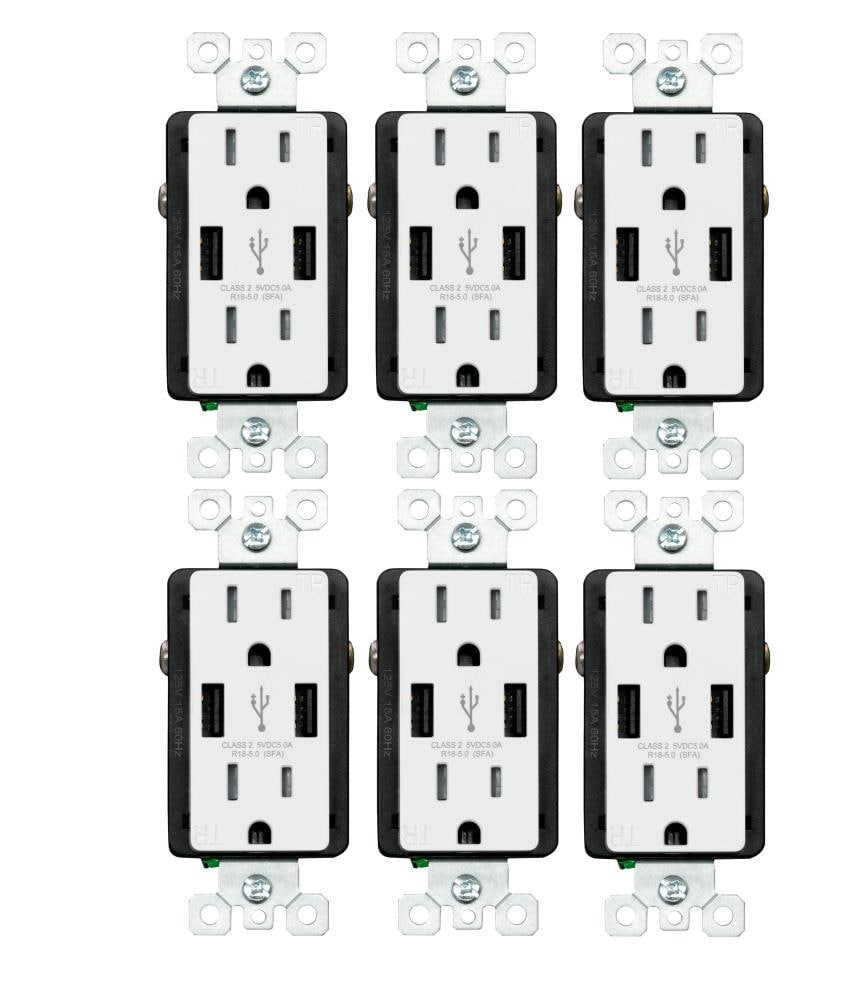 Utilitech 15-Amp 125-Volt Tamper Resistant Residential Decorator Outlet,  White (3-Pack) in the Electrical Outlets department at