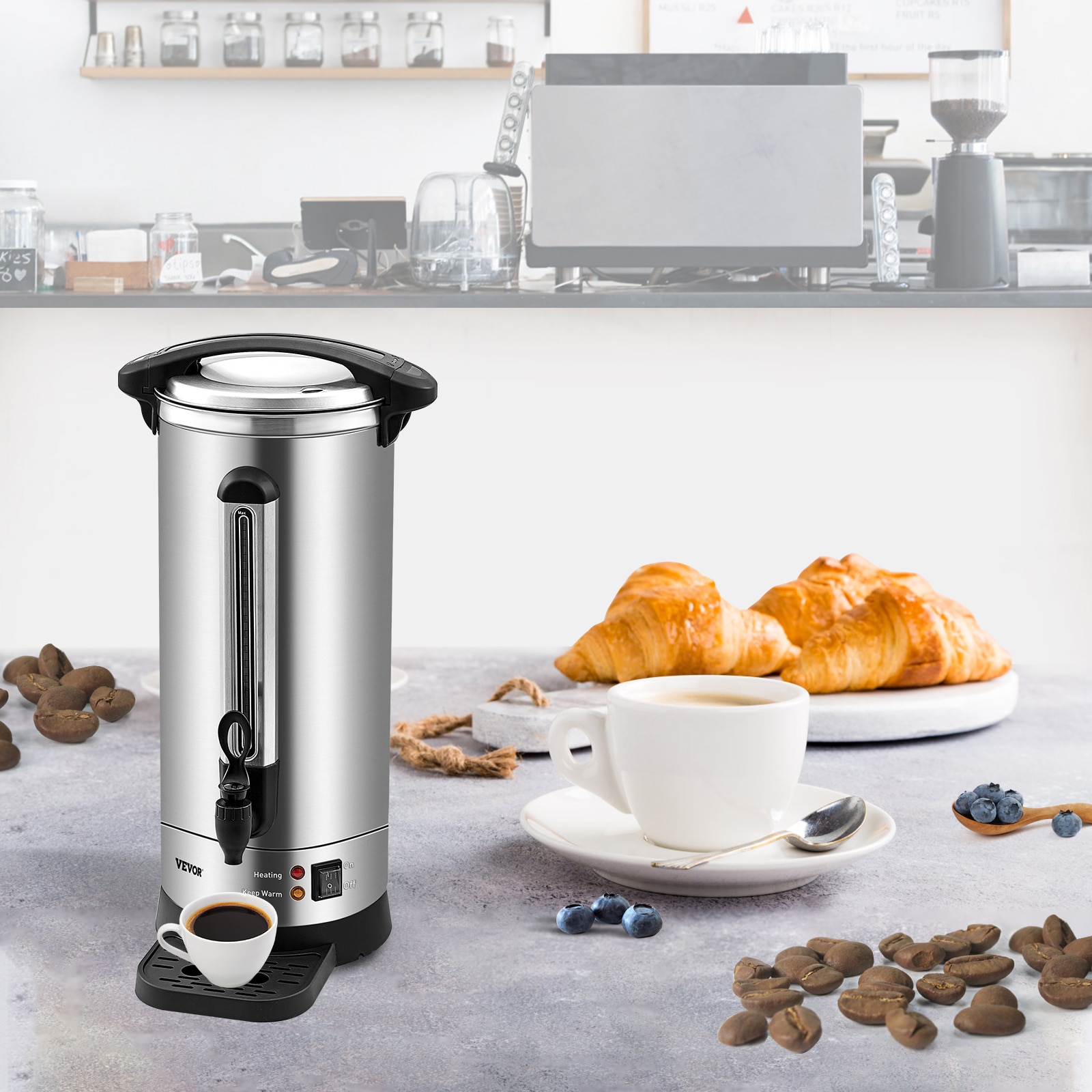 VEVOR 16.4L 1500W 304 Stainless Steel 110-Cup Drip Coffee Maker with Automatic Shut-off (304 Sus + 430 Iron) BSYK110SUS304EMWKV1 Sansujyuku sansujyuku.com