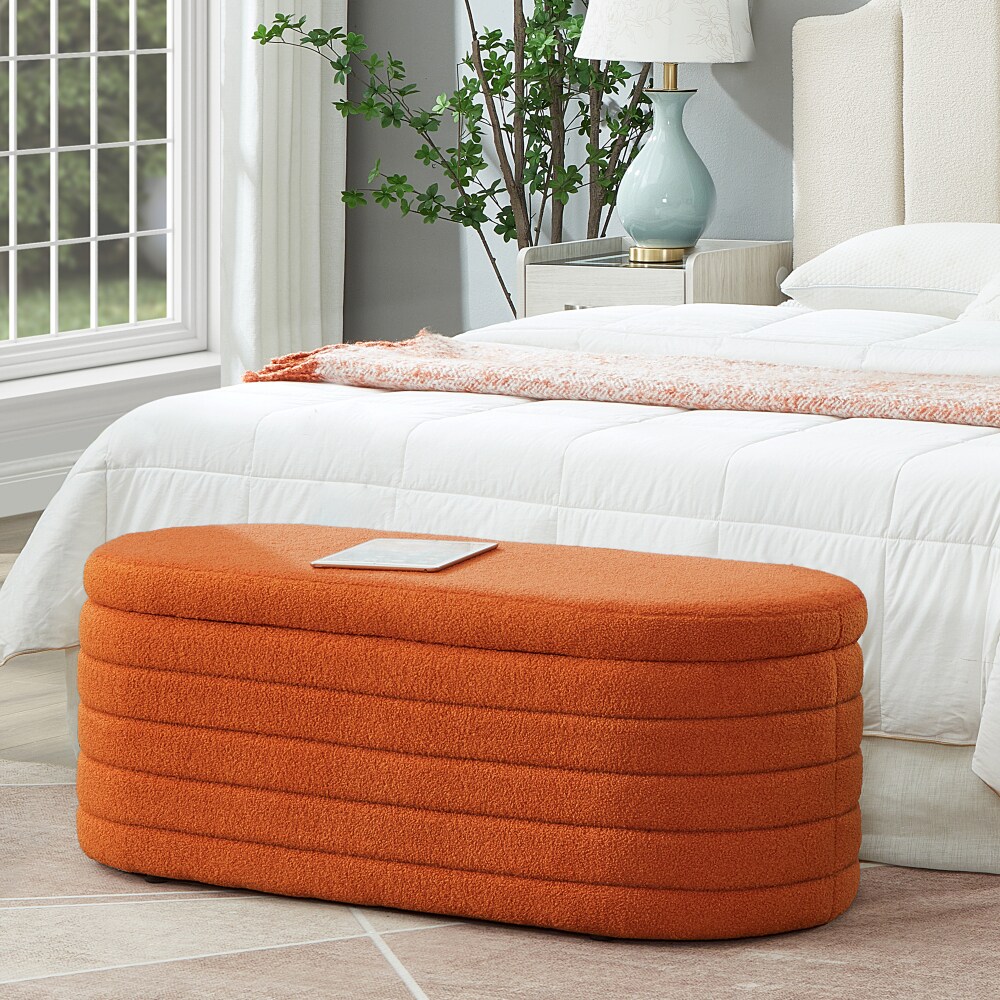 CHITA Modern Upholstered Storage Ottoman Bench with Hidden Storage ...