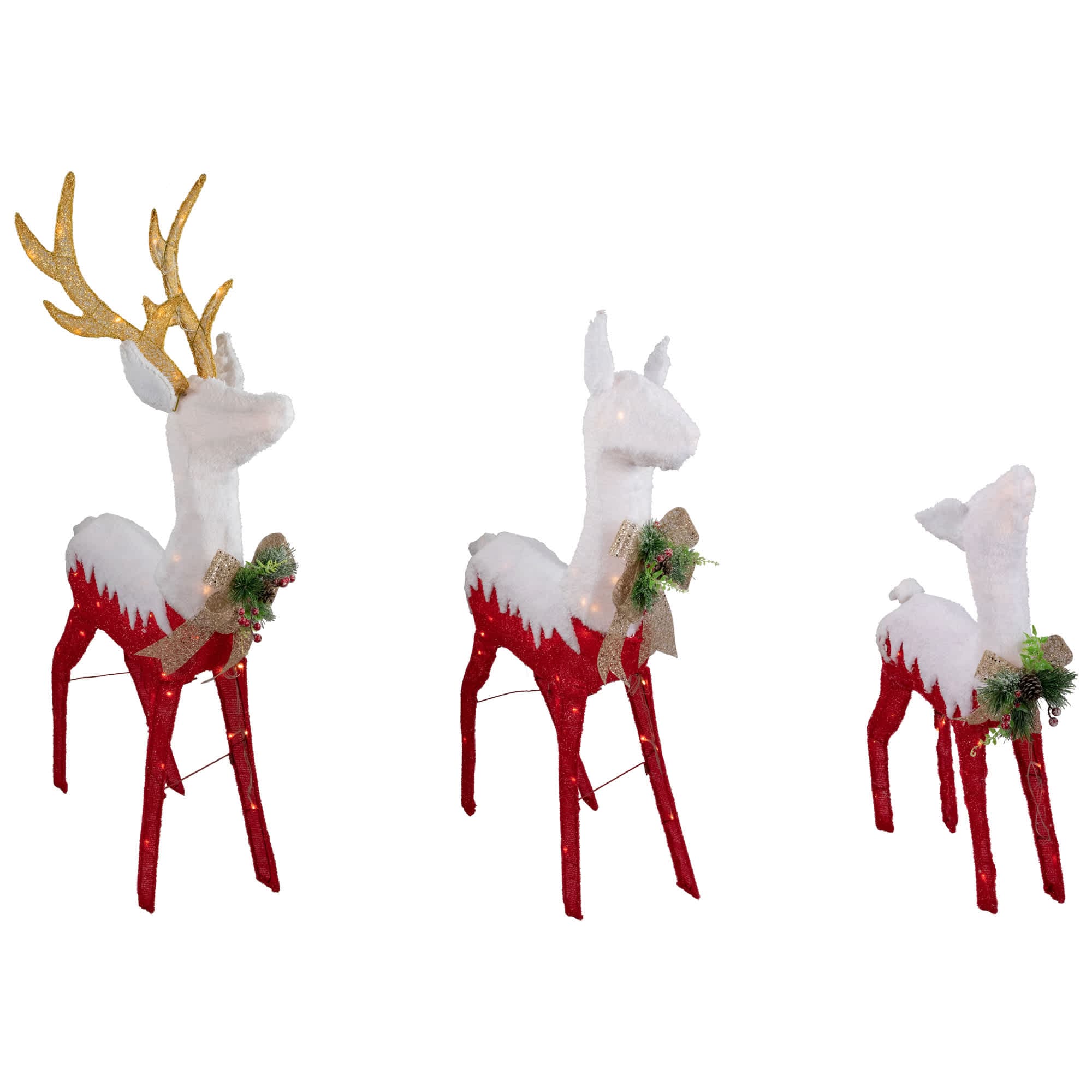 Northlight Lighted Reindeer Family Outdoor Christmas Decoration - 52.5 inch - Warm White -Set of 3