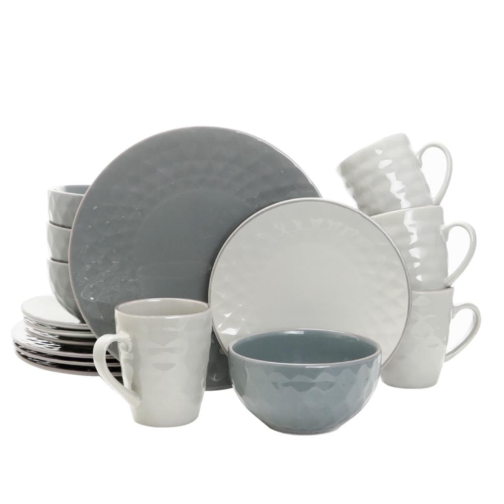 Elama 20-Piece Black Stoneware Dinnerware in the Dinnerware department at