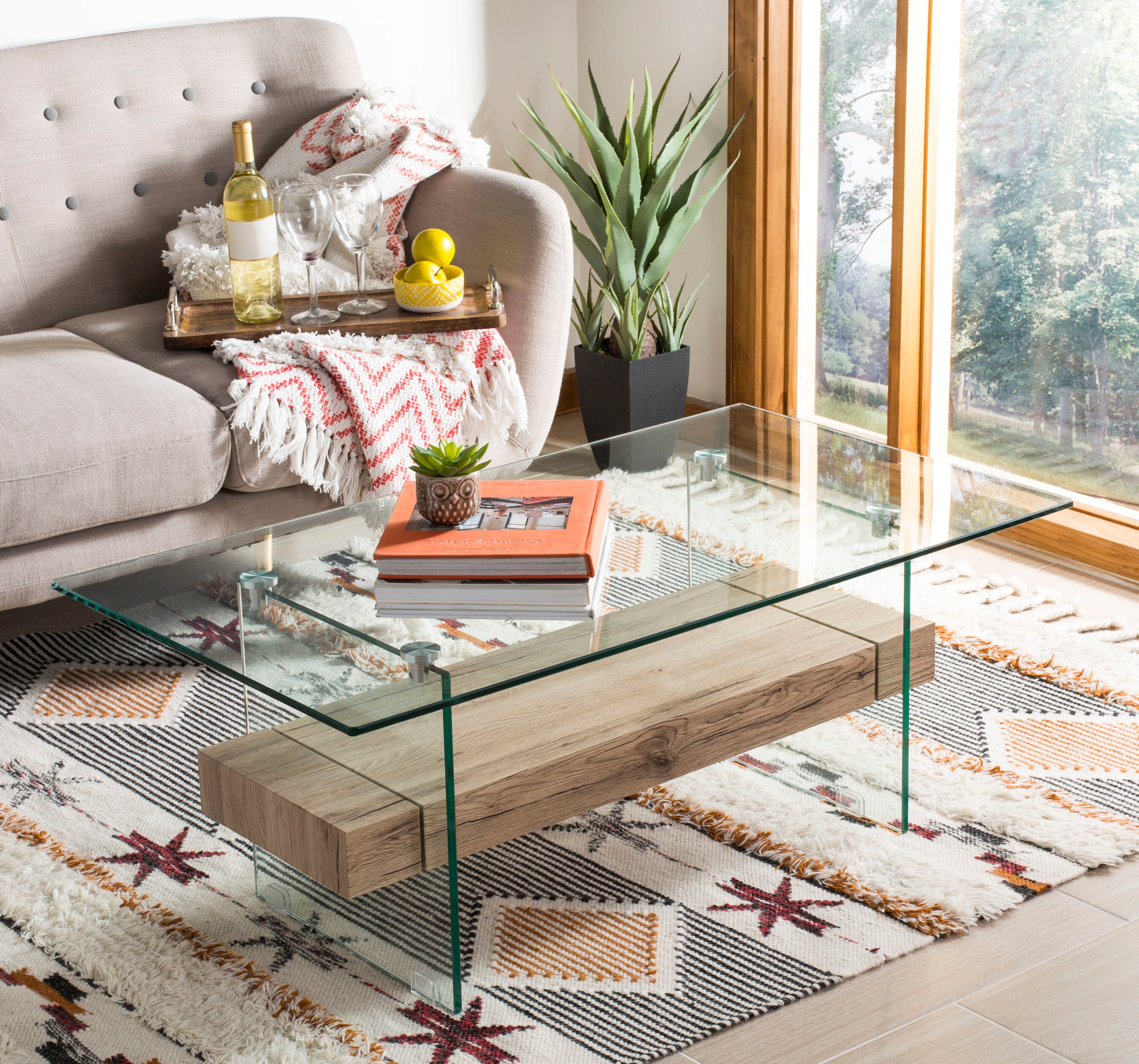 glass sled coffee table