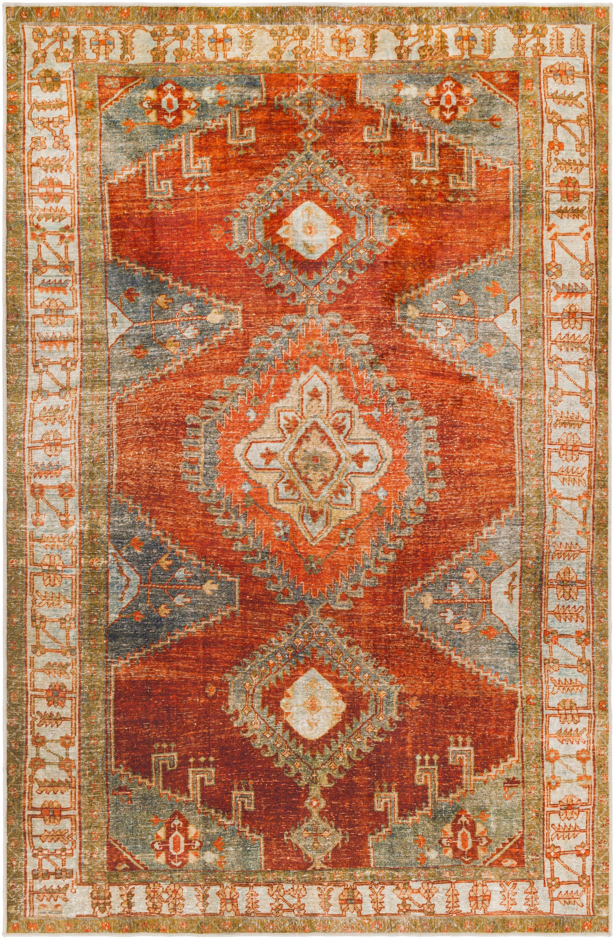 Surya Lavable 3 X 4 (ft) Burnt Orange Indoor Medallion Oriental Area Rug in  the Rugs department at