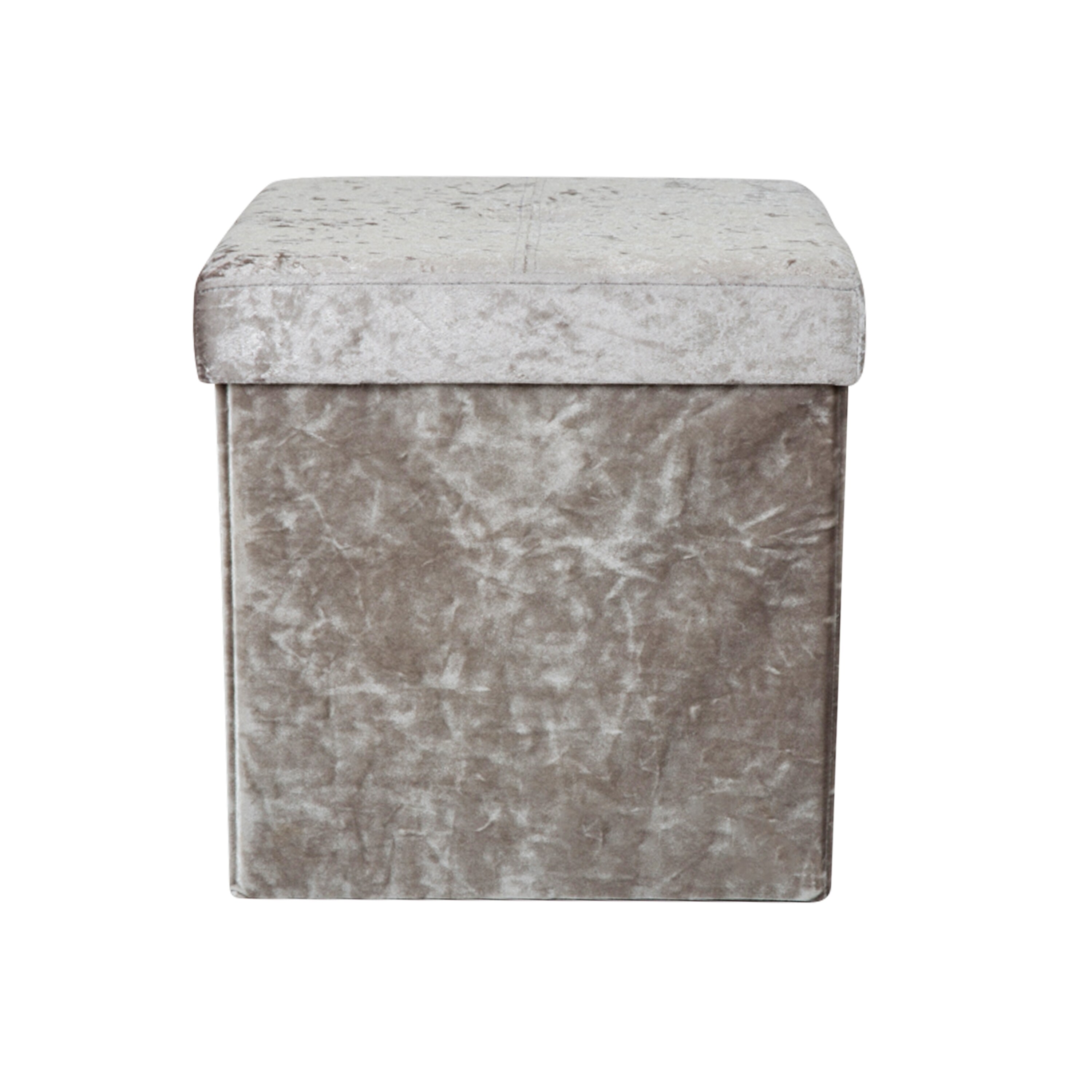 Simplify F-0649-SILVER Glam Silver Faux Leather Storage Ottoman