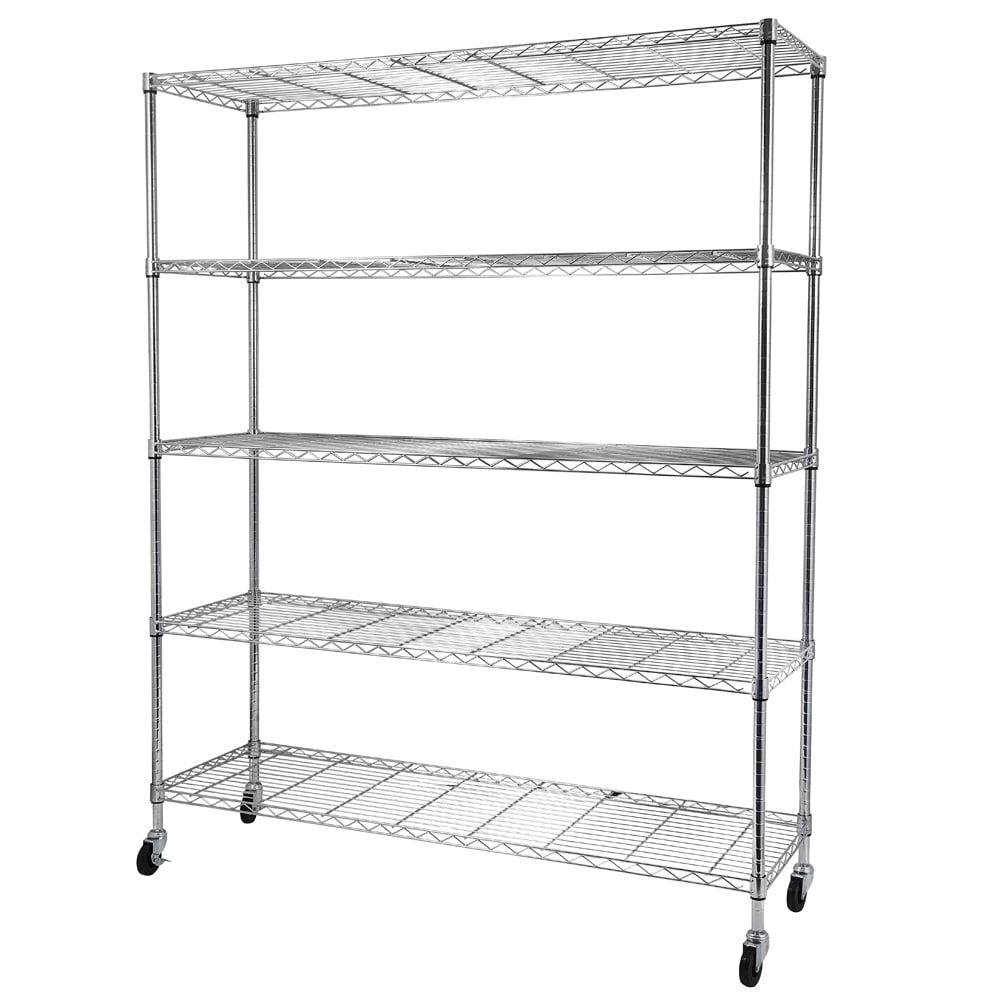 Winado LO1G13003818 Steel Heavy Duty 5 -Tier Utility shelving unit ( 59.06-in W x 17.72-in D x 70.87-in H ) ( Silver , ( 450-lb lbs. Capacity Per Shelf )