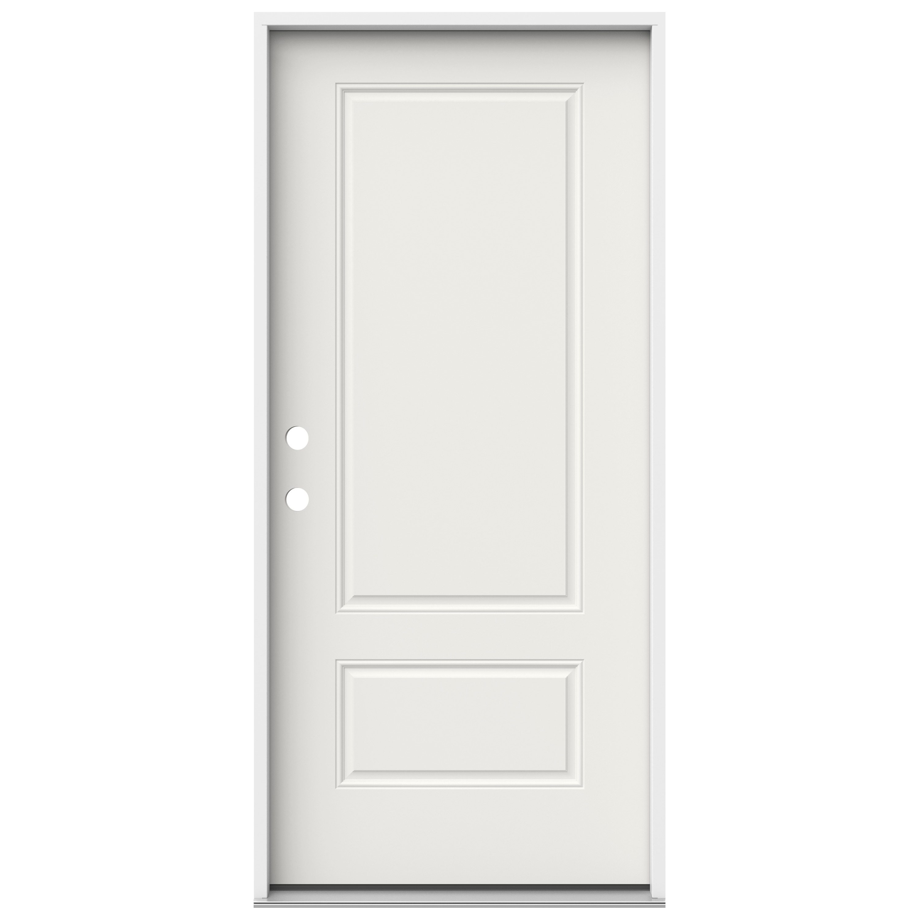 JELD-WEN LOWOLJW249900004 36-in x 80-in x 4-9/16-in Steel No glass Right-hand inswing White Painted Prehung Front Door Insulating core