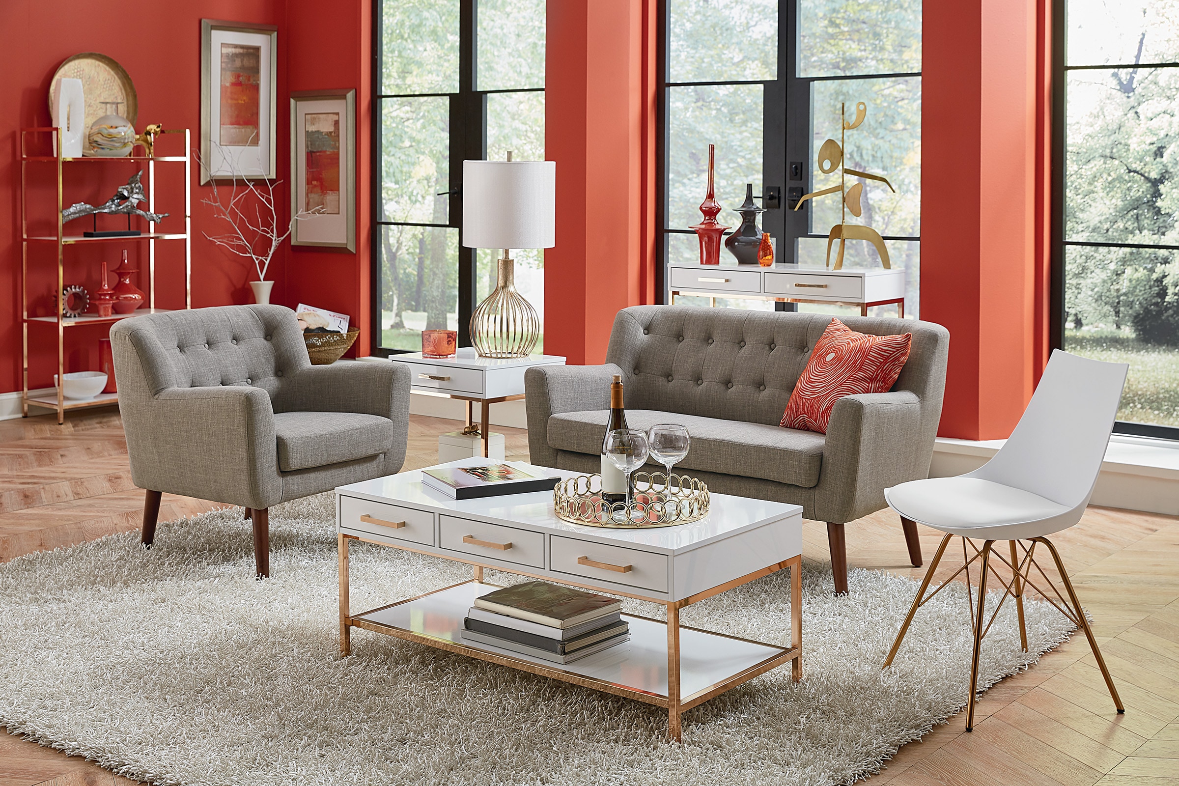 OSP Home Furnishings MLL52-M59  51.38-in Midcentury Cement 2 -seater Loveseat