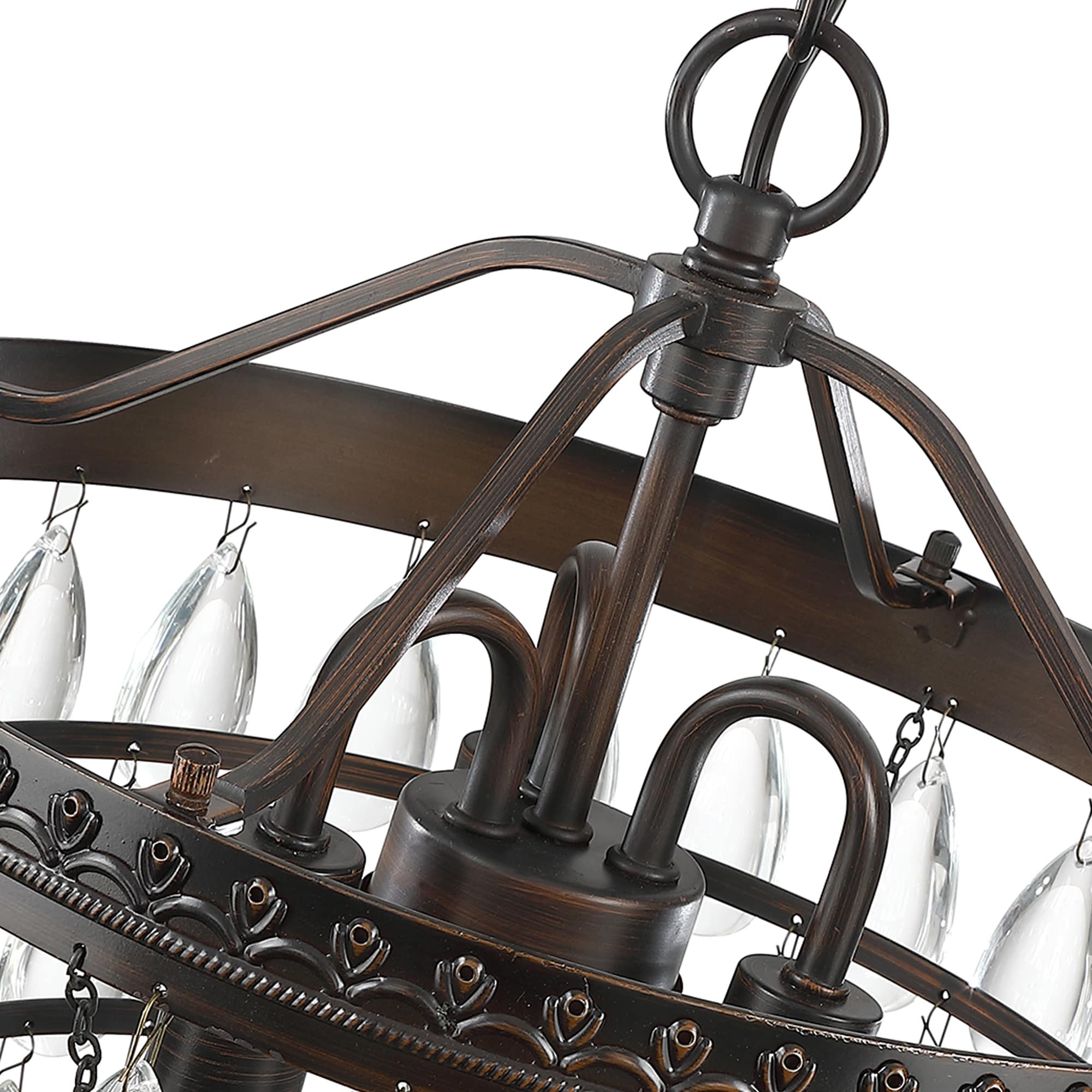 Black Crystal Tiered Pendant Chandelier with Glass Accents