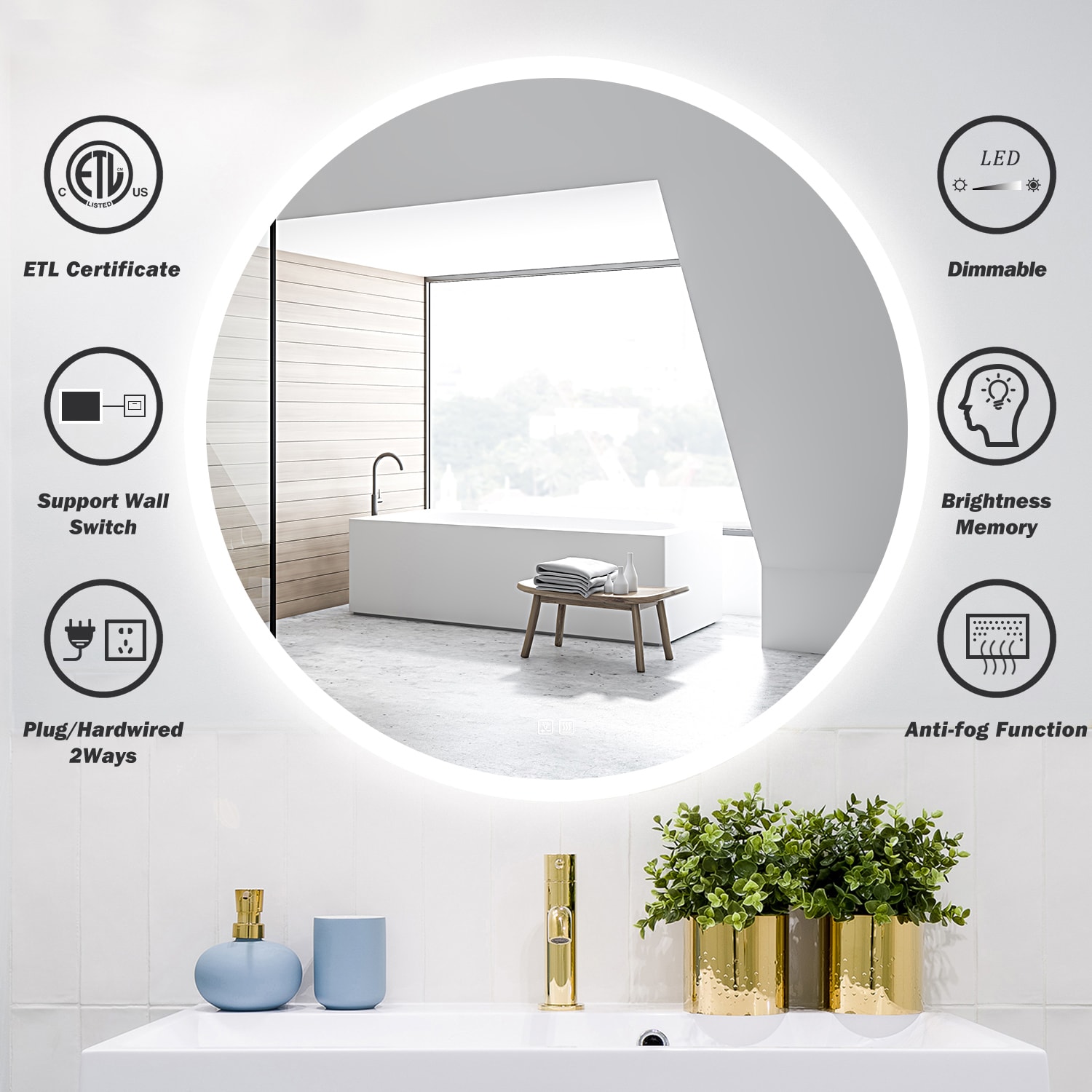 HomLux MA04R24TD-OL Framed-Bath-Mirrors - View #3