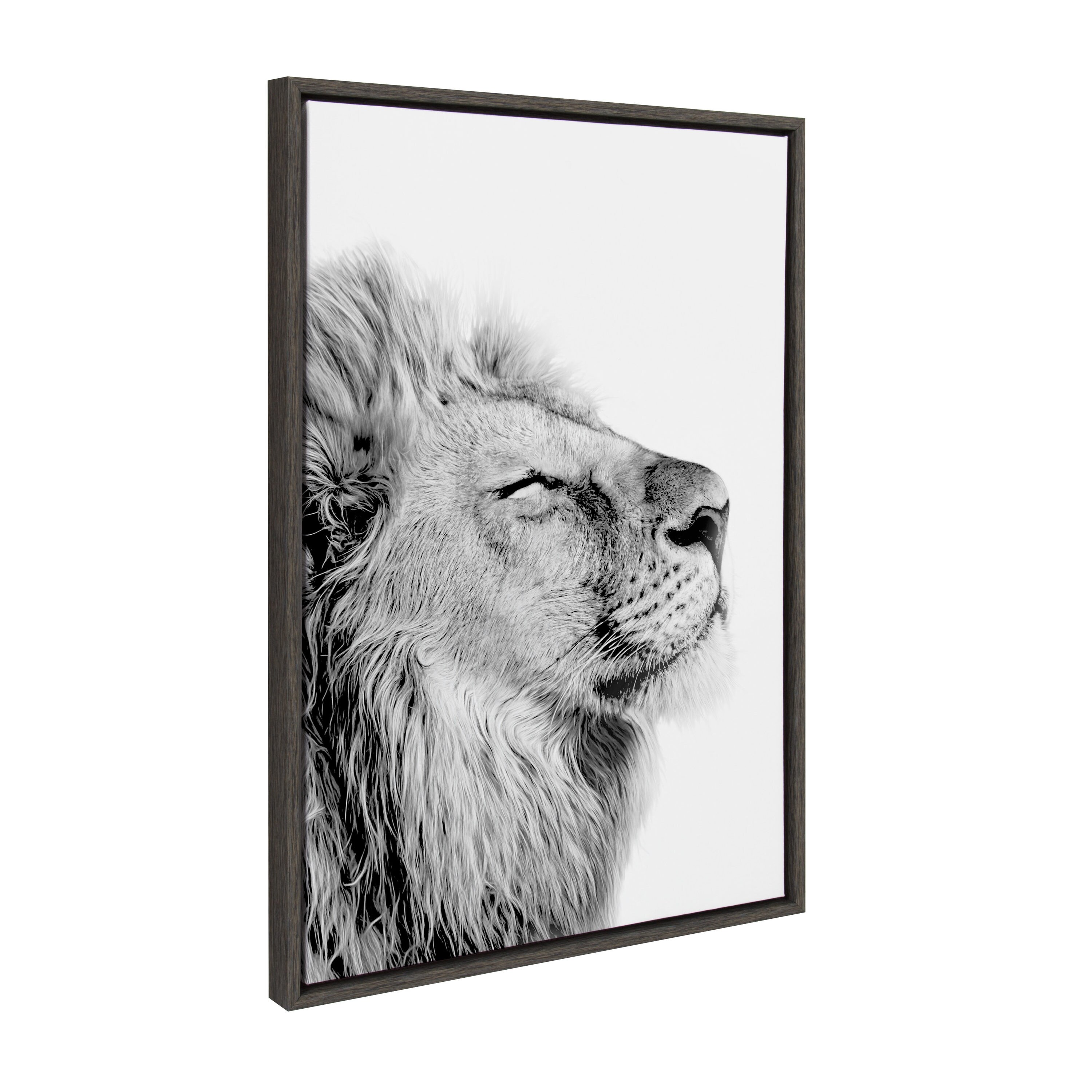 Kate and Laurel Lion Self Actualizing Amy Peterson Gray Framed 33-in H ...