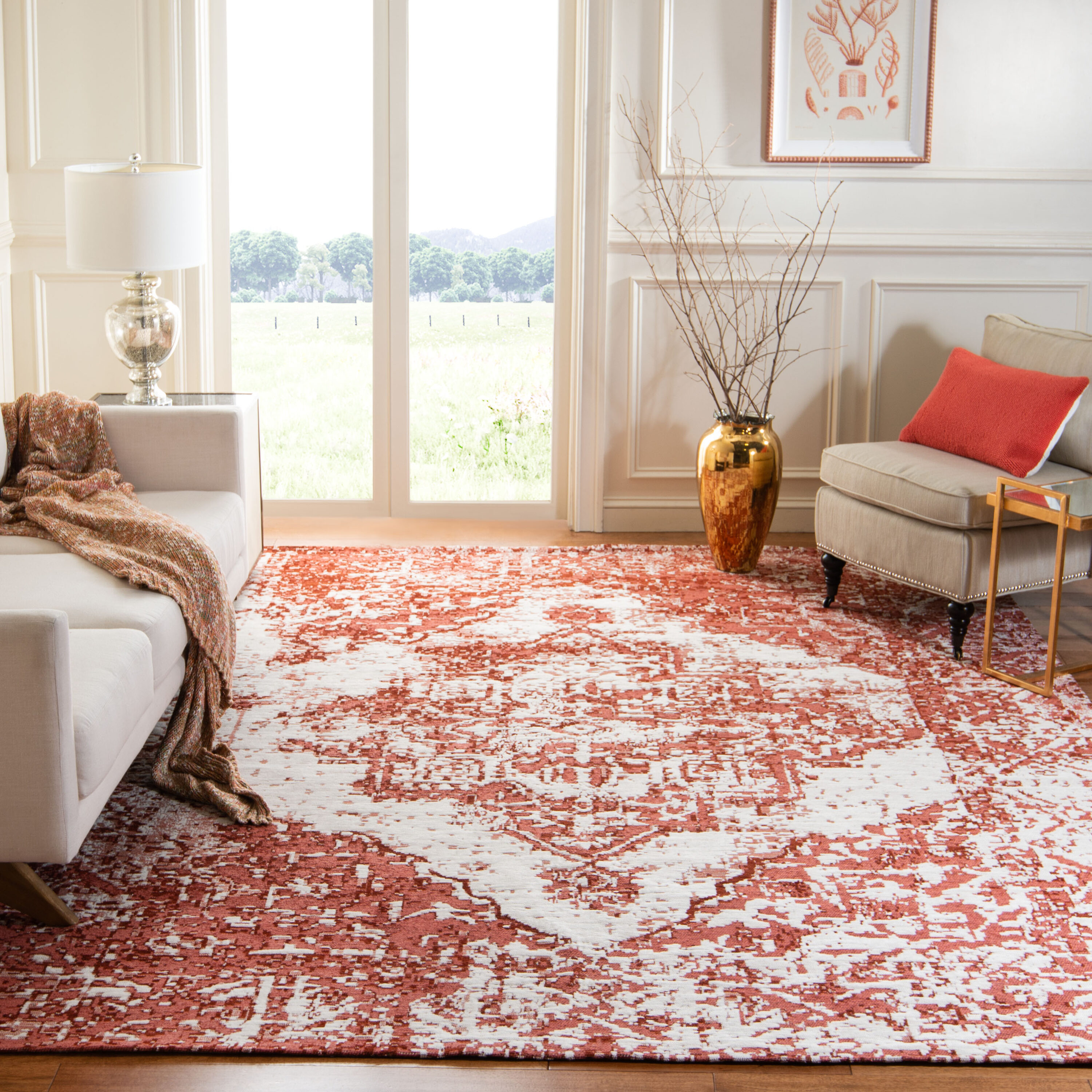  Classic Vintage 703 Rust/Ivory Transitional 8ft x 10ft Large Rectangle Rug