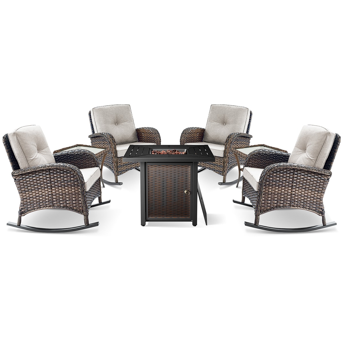 Rilyson FS086X2001-2 KEY WEST 7 -Piece Woven Patio Conversation Set with Off-white Cushions