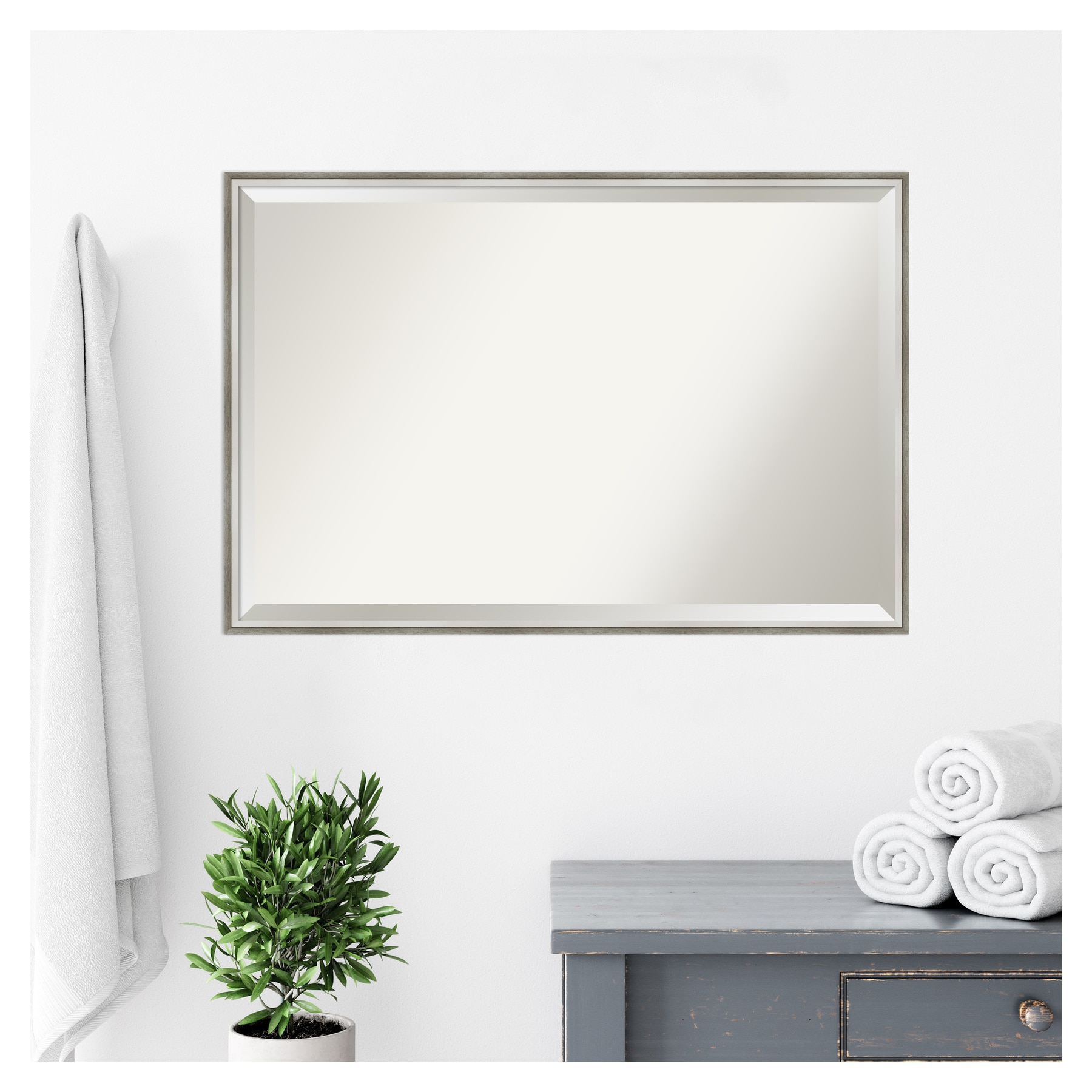 Amanti Art Lucie Frame 37.12-in W x 25.12-in H Silver White Framed Wall ...