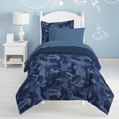 Dream Factory Geo Camo 5 Piece Blue, Queen Size Camo Bed Sheets