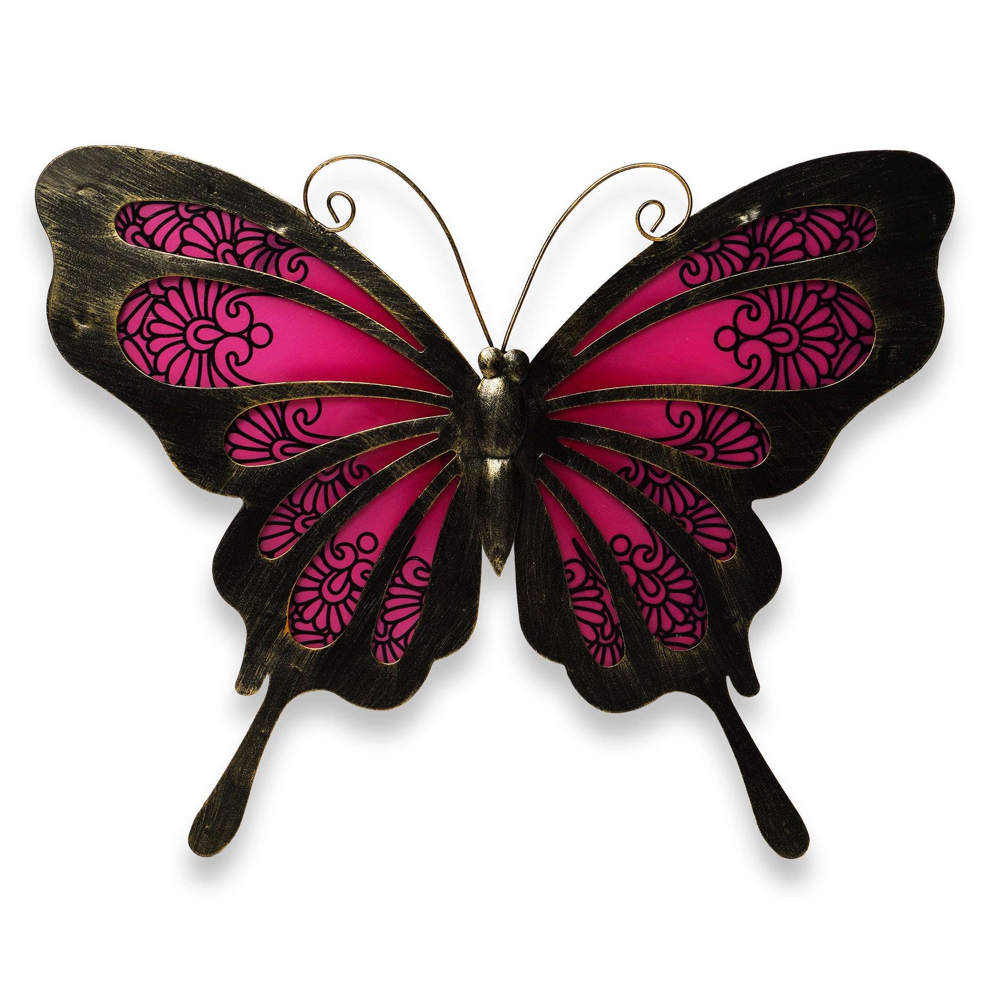 G128 17.5-in W x 14-in H Metal Pink Butterfly Wall Accent