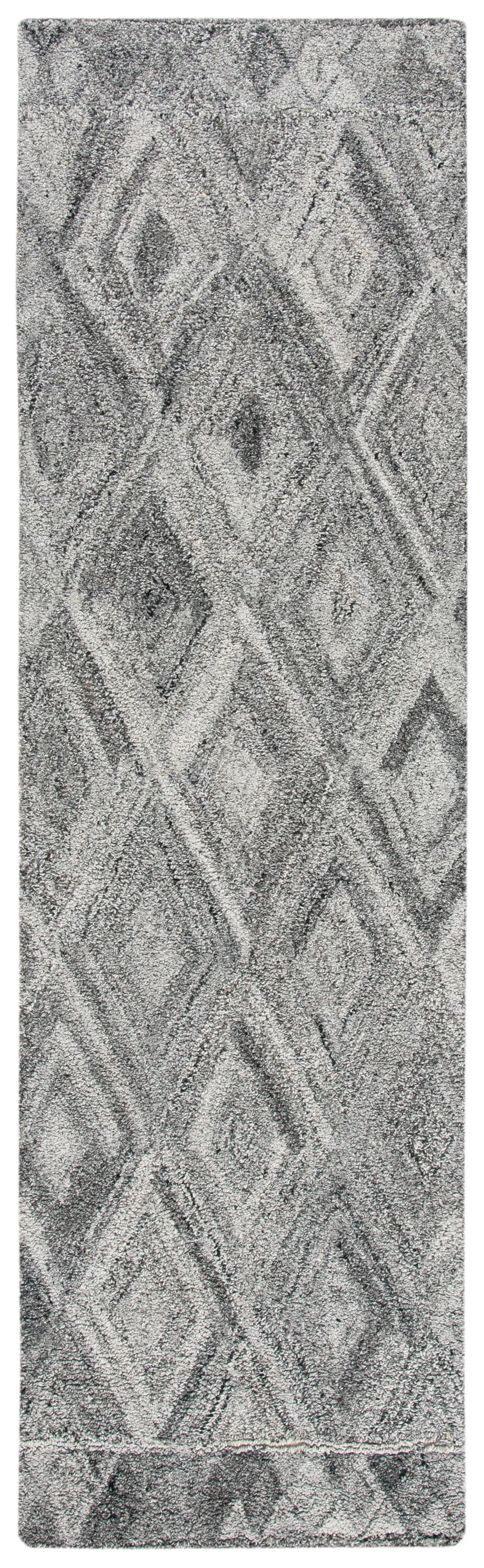 Hand-Tufted Grey/Black Abstract Wool & Viscose Runner Rug - 27x7 inches