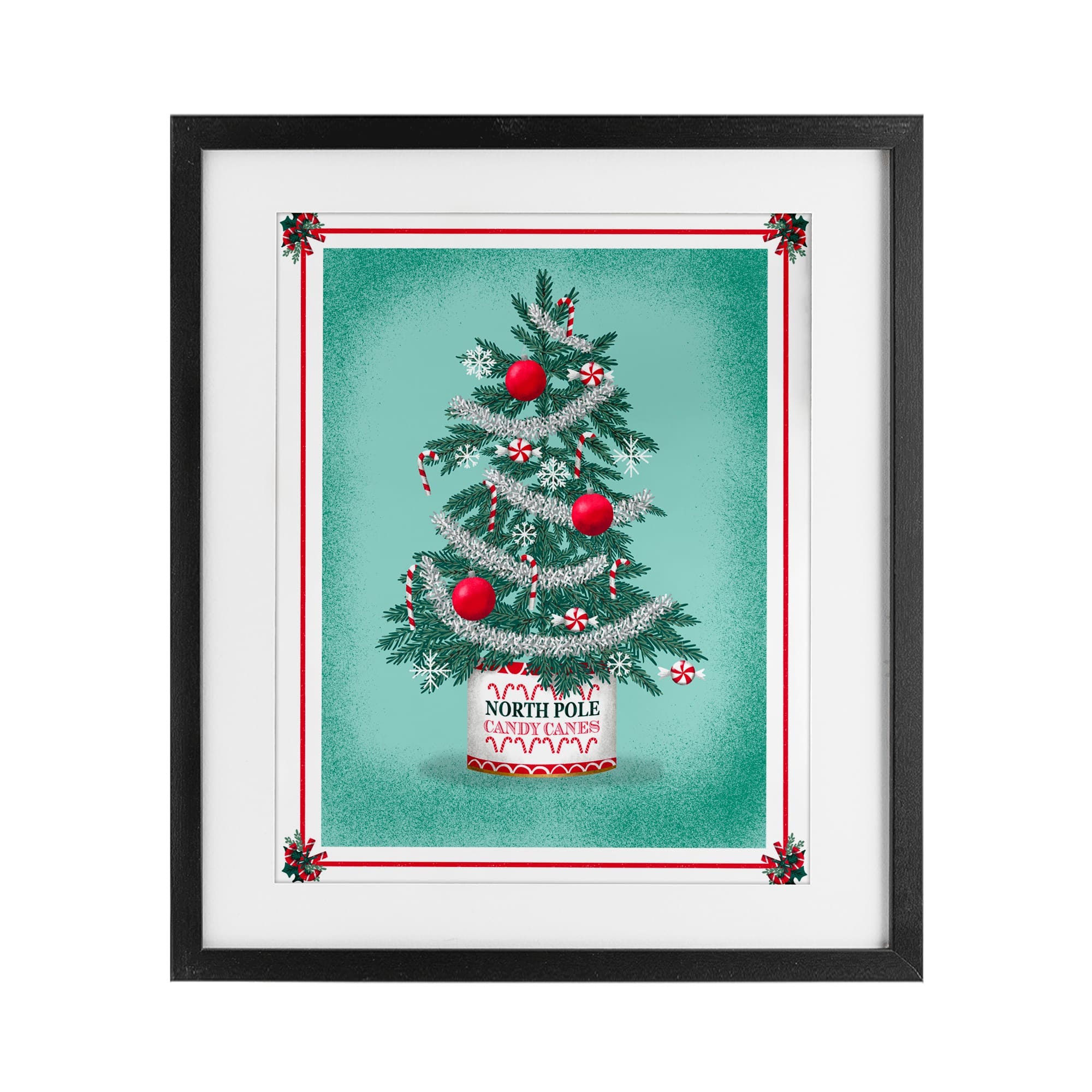 Stupell Industries North Pole Candy Cane Tree Framed Print Under Glass 17 x 21