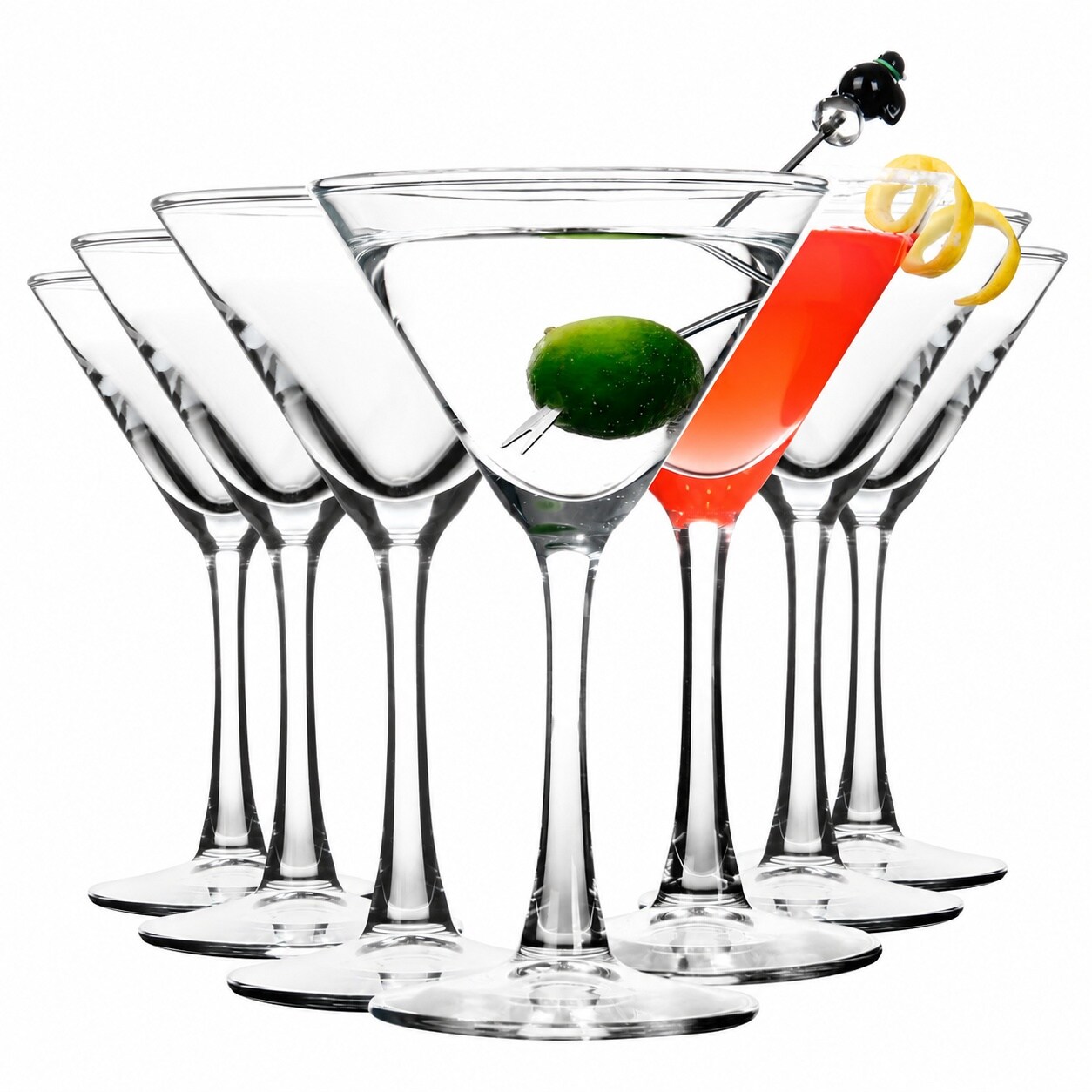 Aoibox  6 3 oz Classic V Shaped Stemmed Clear Glass Cocktail Martini Glassware for Bar and Party Set of 7