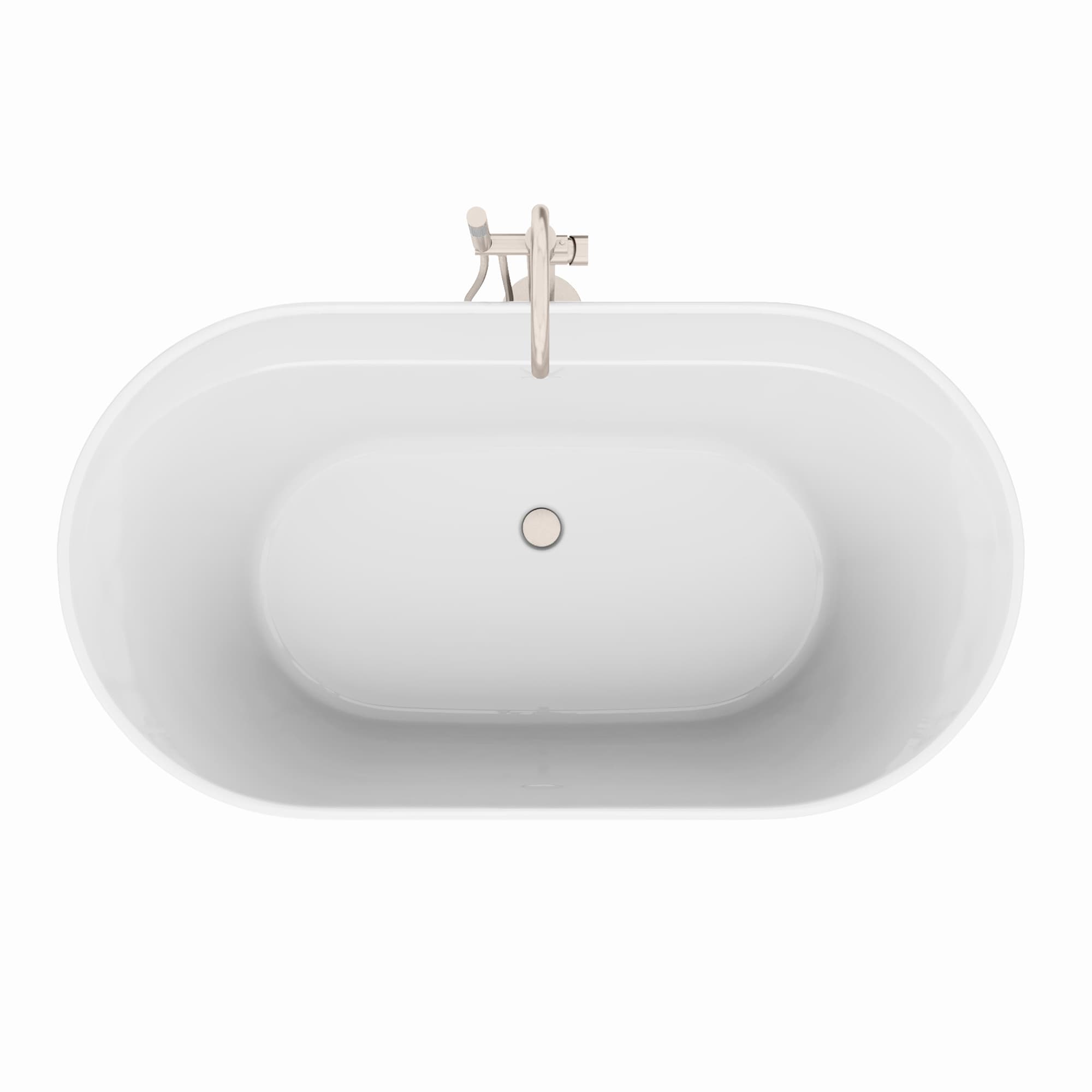 Encore White Freestanding Acrylic Bathtub with Brushed Nickel Drain