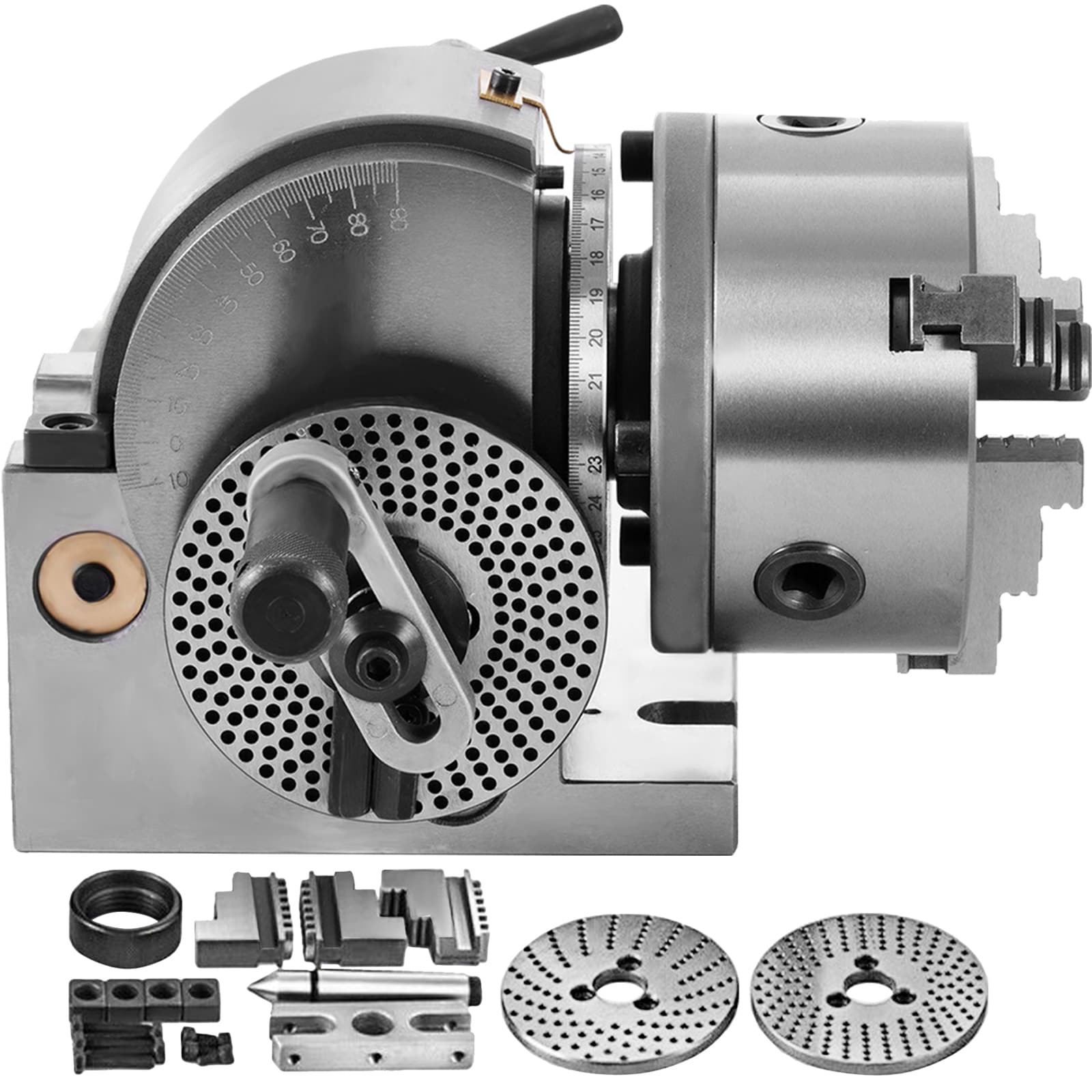 SVOPES SVOPES5CFDT0003761V0 Precision Semi-Universal Dividing Head Set with 5-Inch 3-Jaw Chuck for Milling Machines. Rotary Tables. and Tailstock Applications