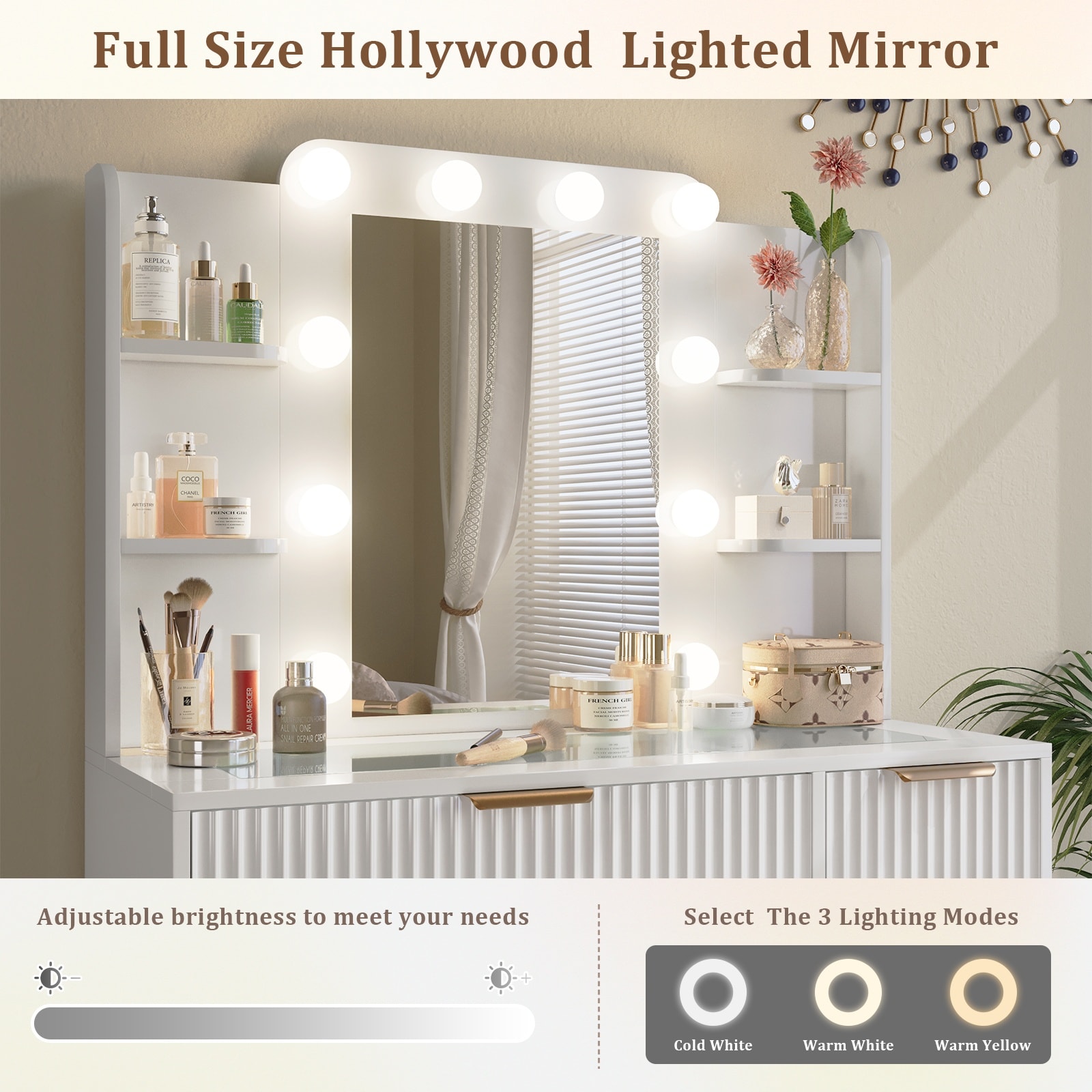 Pocassy GREATANTS-SNBS037WT Bedroom-Vanities - View #6