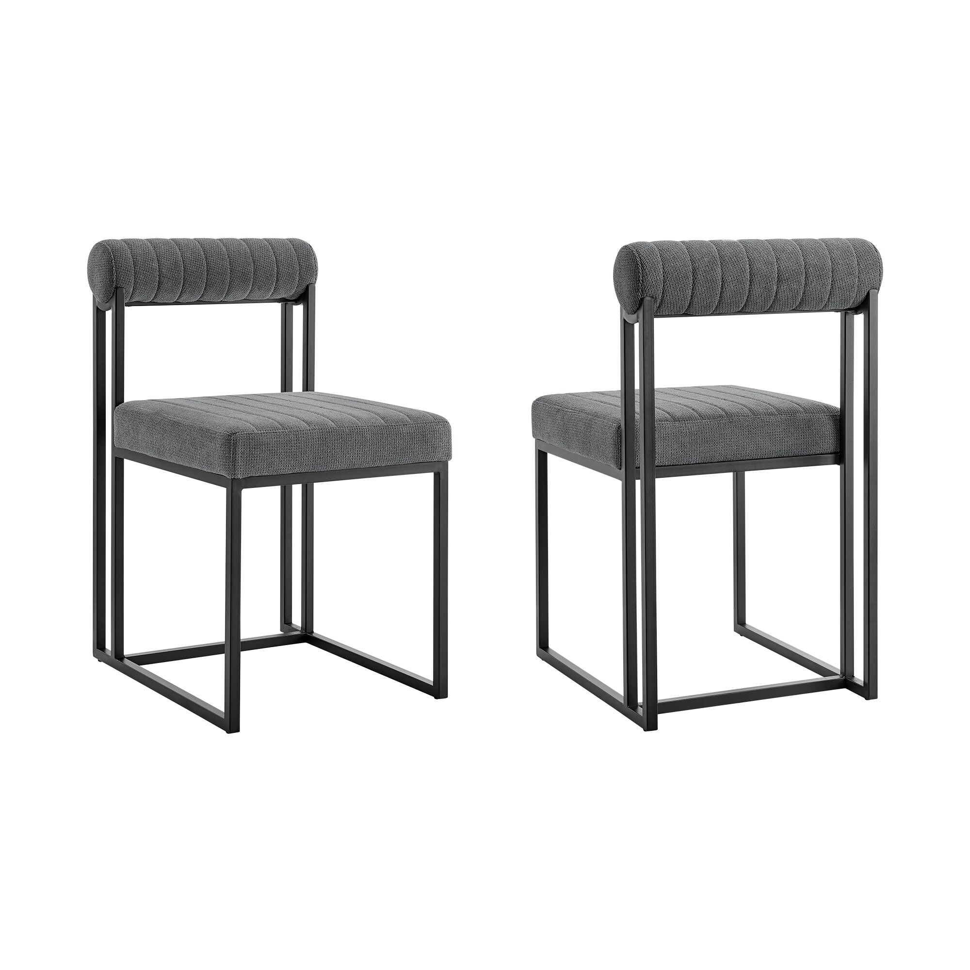 Armen Living LCANSIBLKAGRY Set of 2 Contemporary/Modern Synthetic Upholstered Dining Side Chair (Metal Frame)