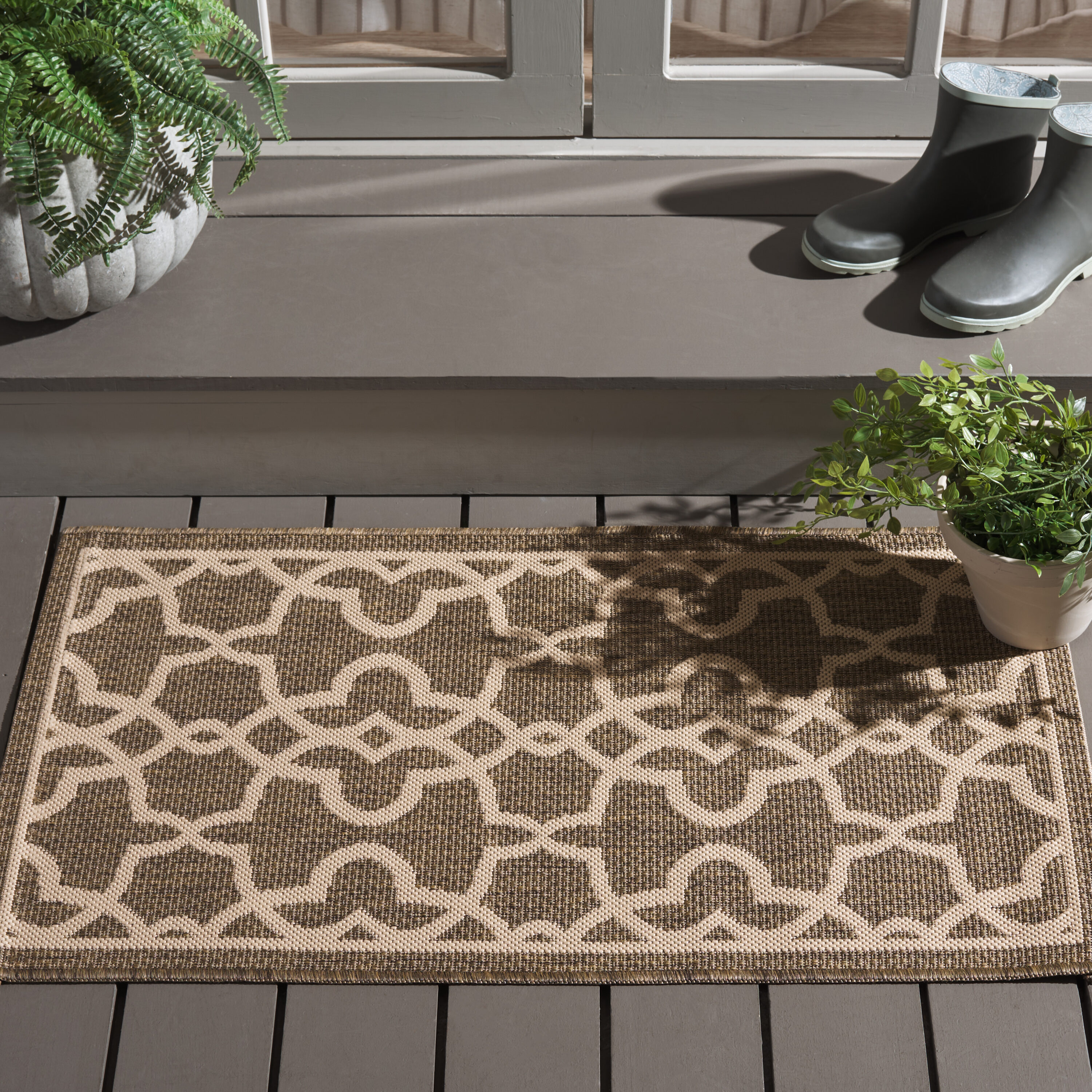 Safavieh Courtyard 6071-242 Mocha Beige 2 x 4 Rectangular Area rug in ...