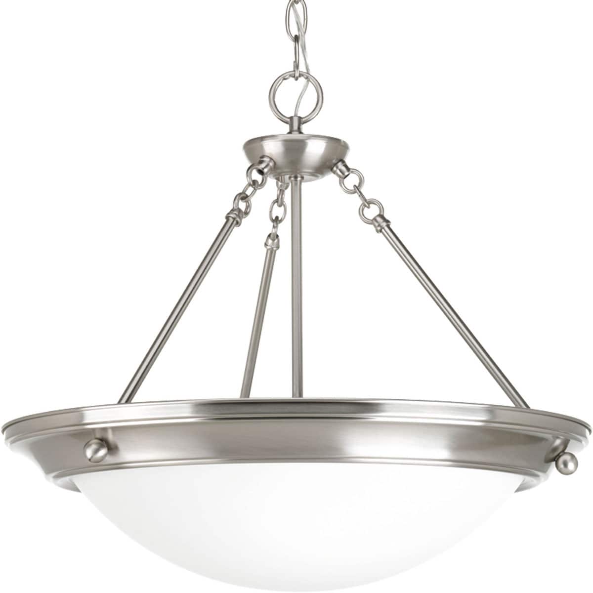 Progress Lighting Spirit 3-Light Pebbles Rustic Etched Glass Bowl Medium Hanging Pendant Light