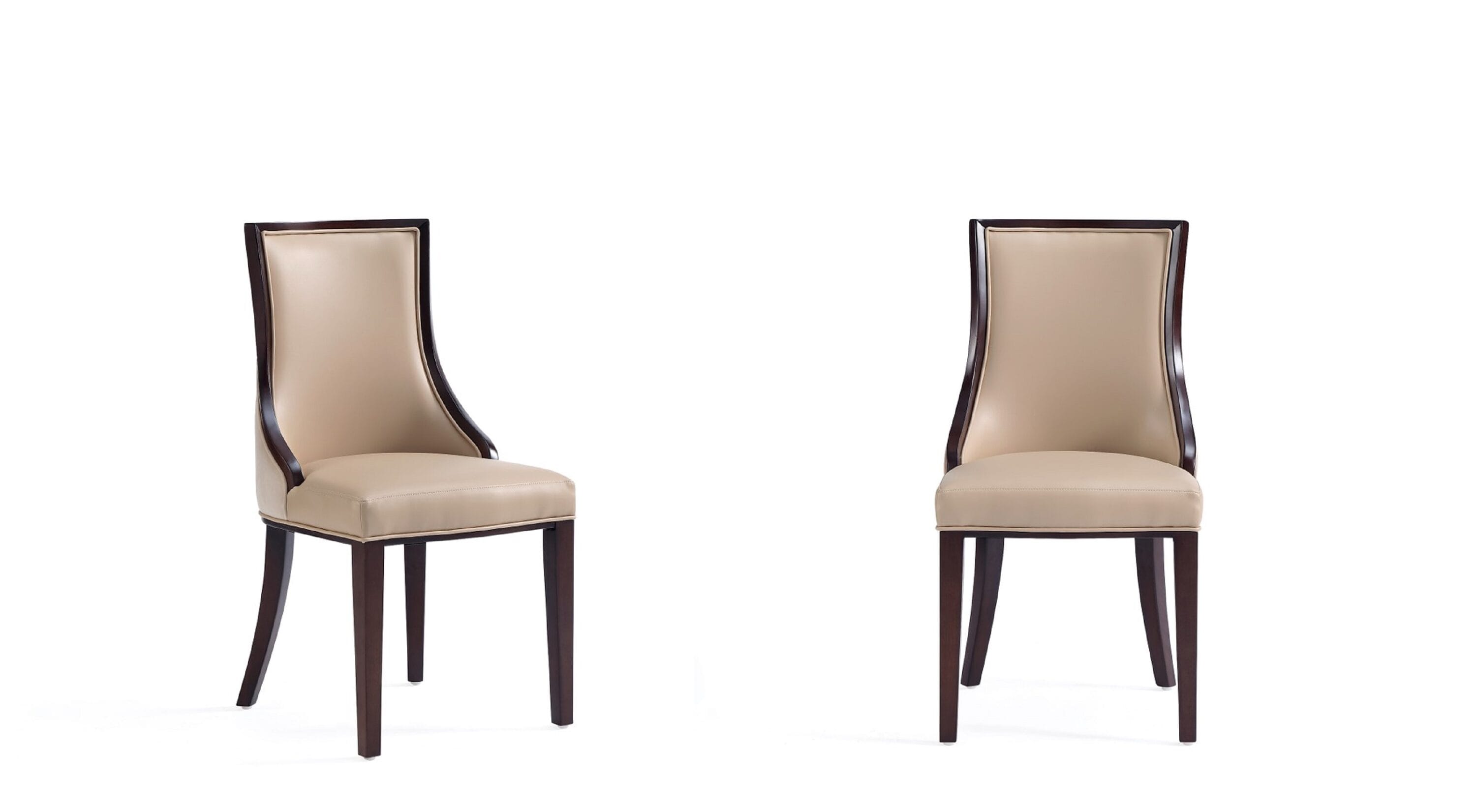 Tan Faux Leather Upholstered Parsons Side Chair with Beech Wood Legs