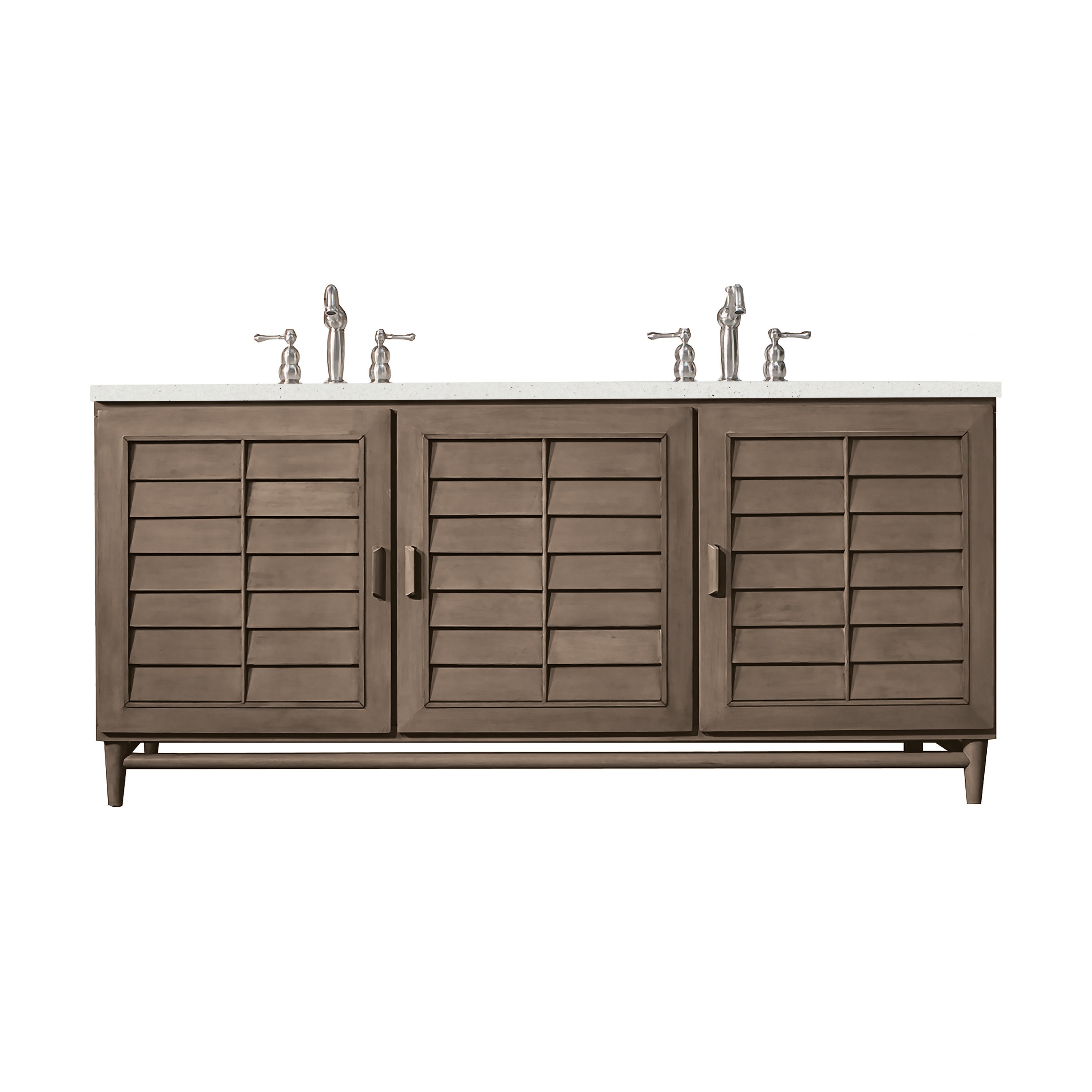 James Martin Vanities 620-V72-WW-3LDL Portland 72-in Whitewashed Walnut Undermount Double Sink Bathroom Vanity with Lime Delight Quartz Top