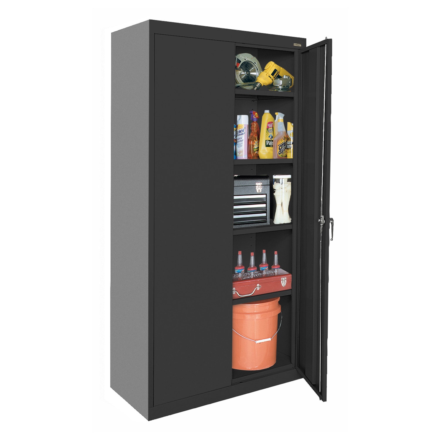 Black Freestanding Lockable Office Cabinet with Adjustable Shelving
