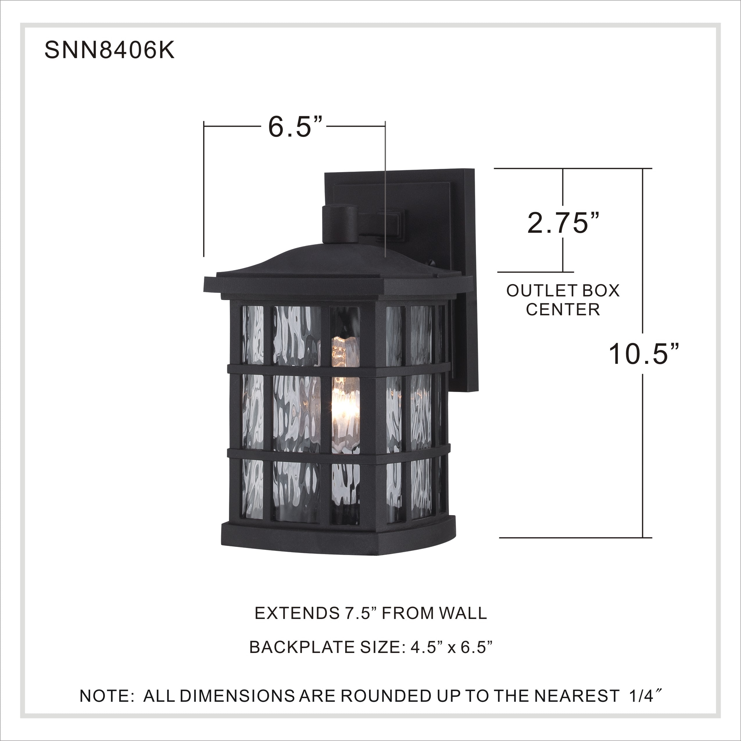 Mystic Black and Bronze Outdoor Wall Lantern with Clear Water Glass