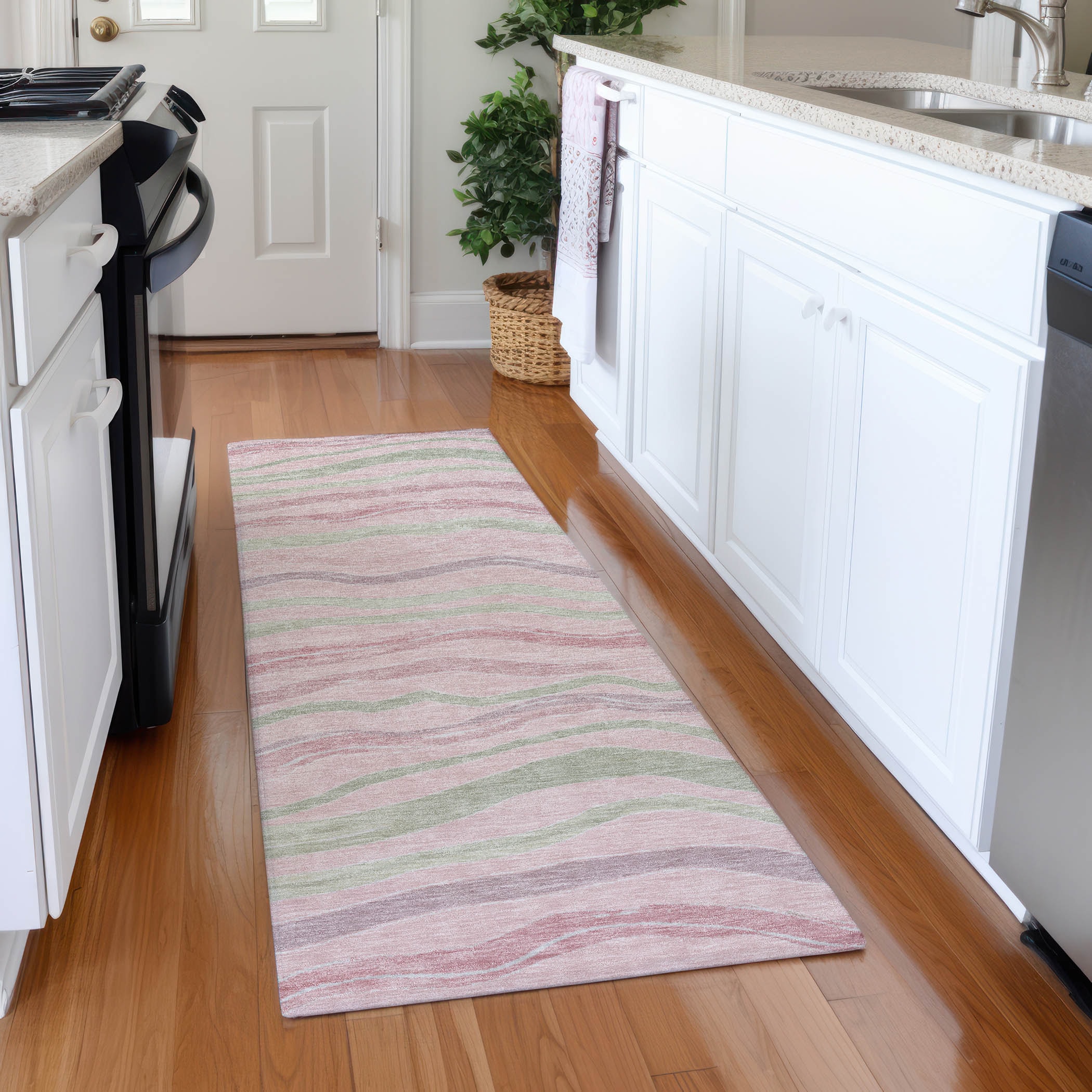 Addison Rugs ACN1586PI2X8 Chantille ACN1586PI 2 x 7 (ft) Polyester Pink Rectangular Indoor/Outdoor Geometric Machine washable Runner rug