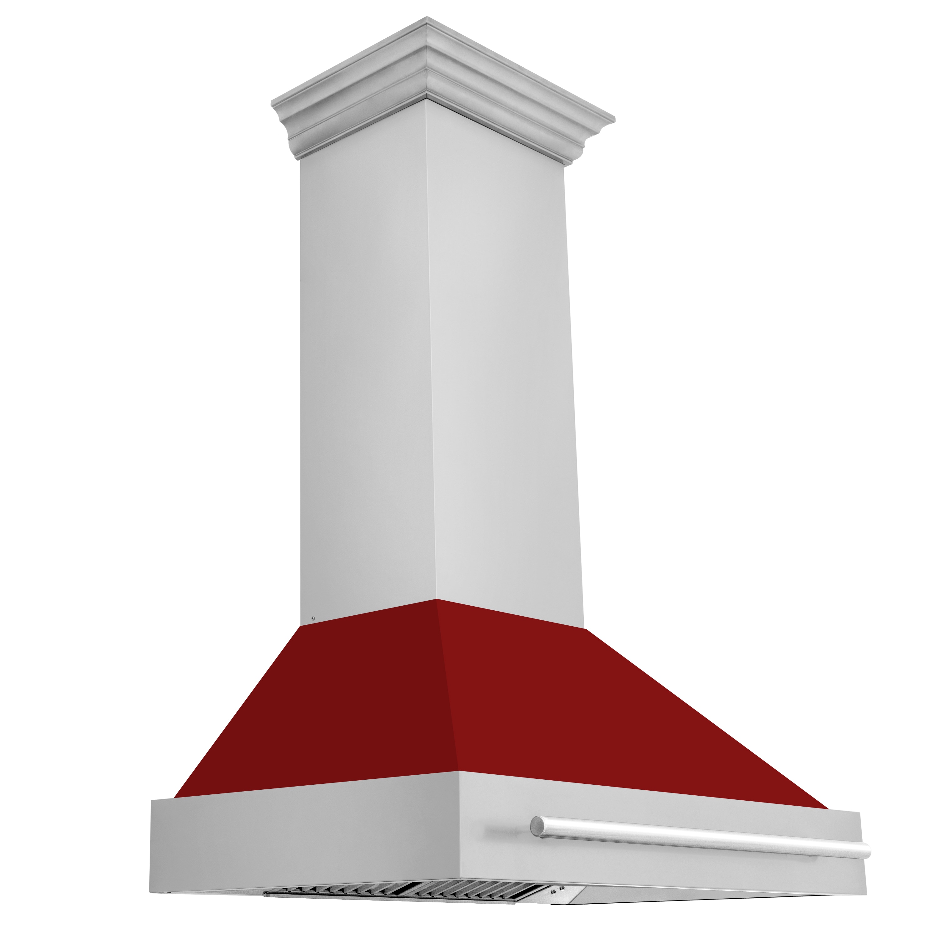 ZLINE KITCHEN & BATH 8654STX-RG-36 36 inch Ducted 400-CFM Stainless Steel with Red Gloss Shell and Stainless Steel Handle Wall-Mounted Range Hood