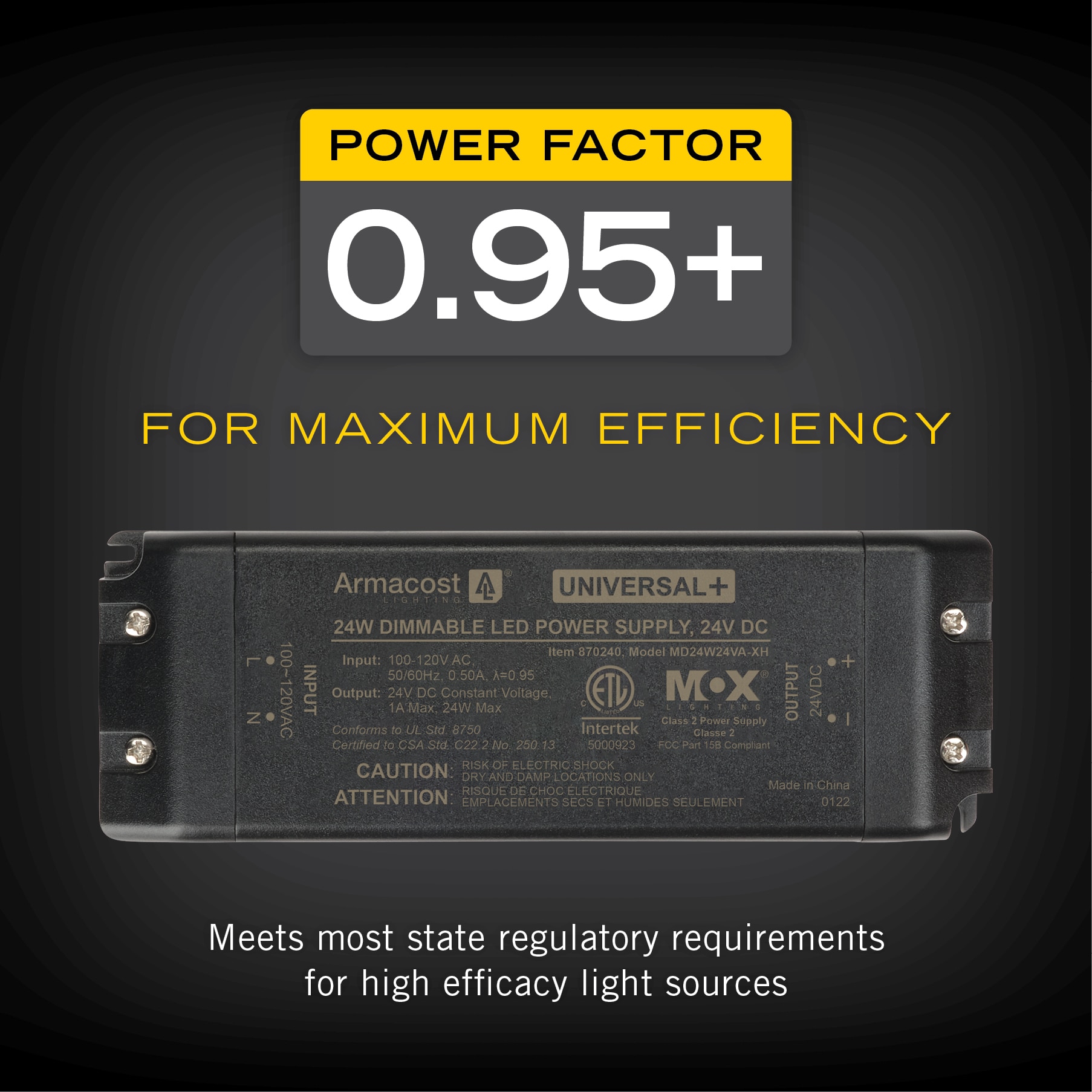 Compact Black 30-Watt Dimmable LED Driver