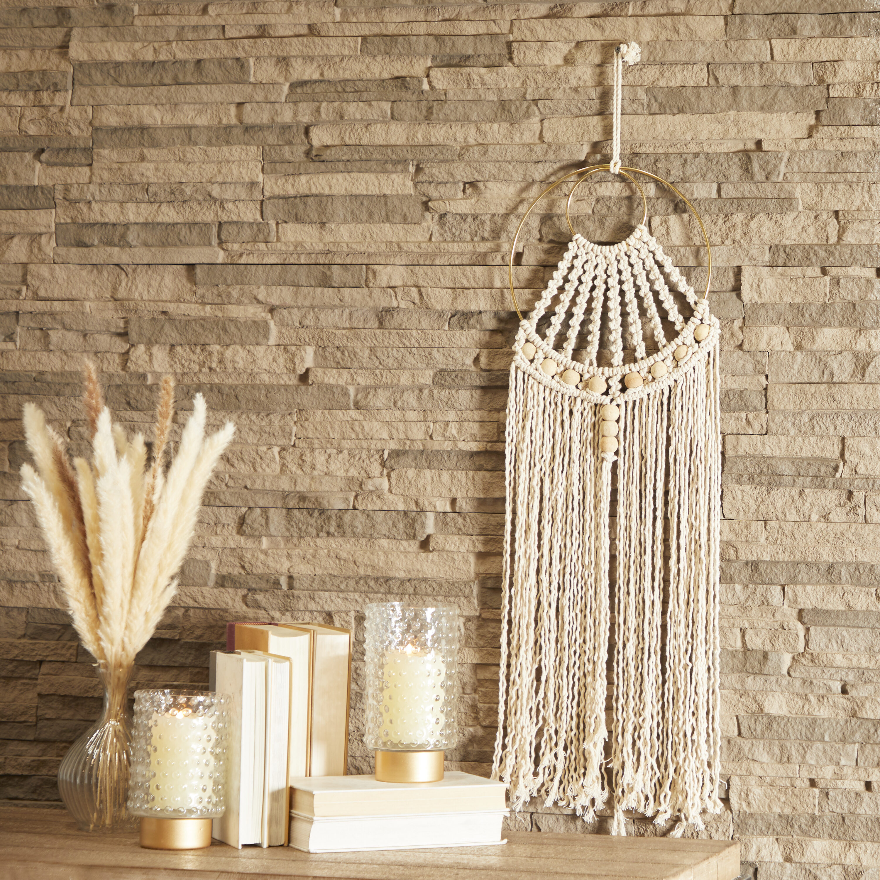 Grayson Lane 89627 10-in W x 38-in H Cotton Handmade Intricately Weaved Macrame Bohemian Wall tapestry