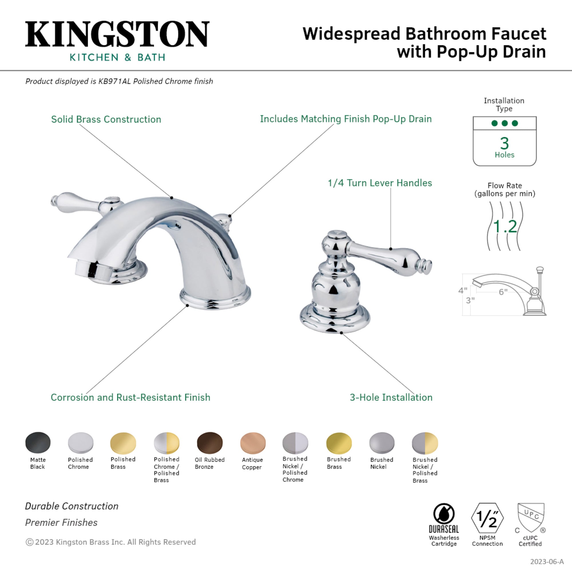 Kingston Brass WLKB971AL Lavatory-Faucets - View #2