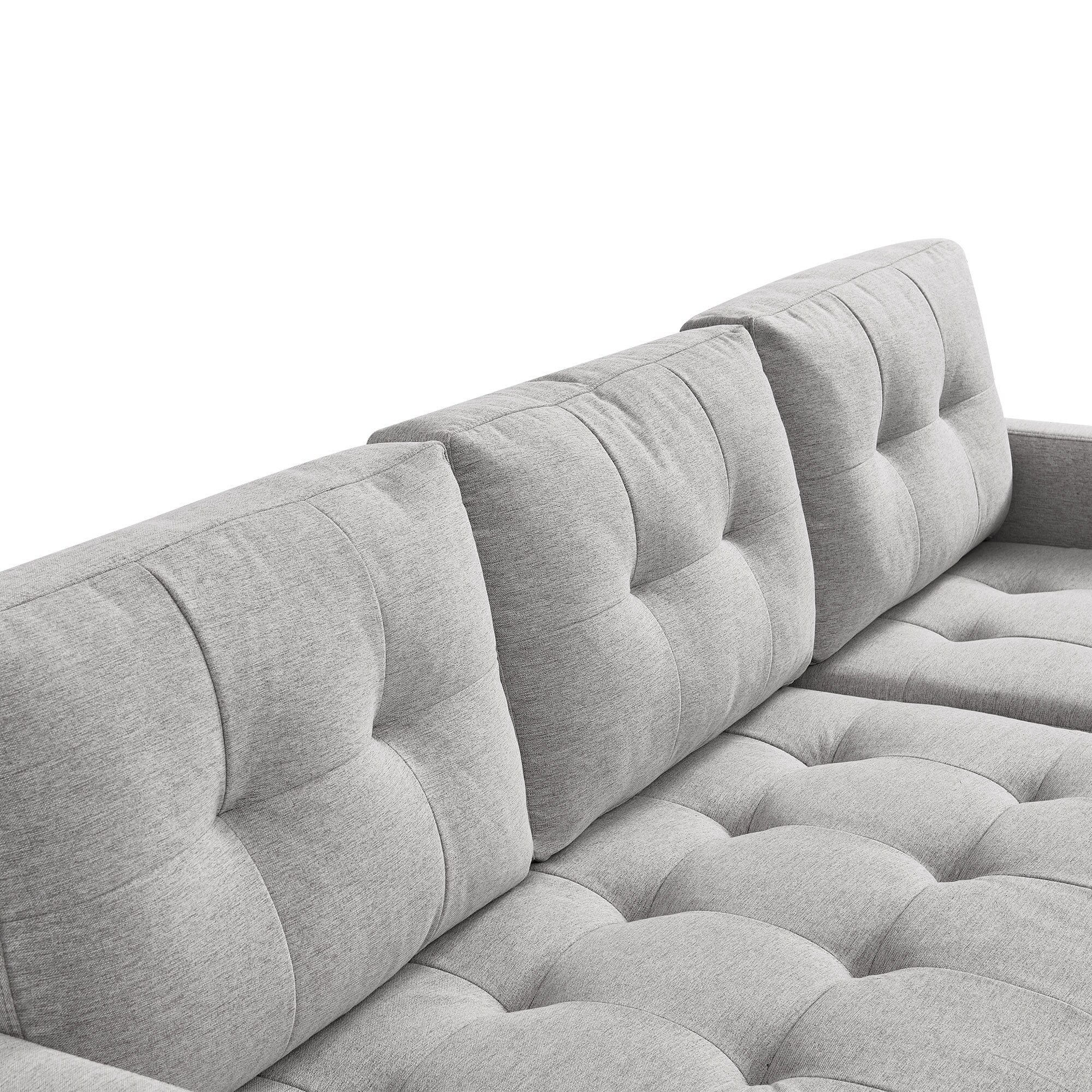 Light Grey Tufted Velvet Two Piece Sectional Sofa with Ottoman