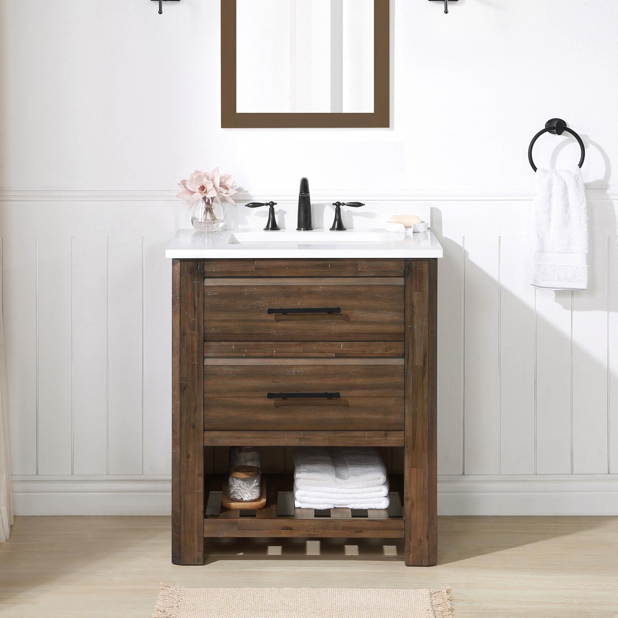 rustic wood bathroom cabinet