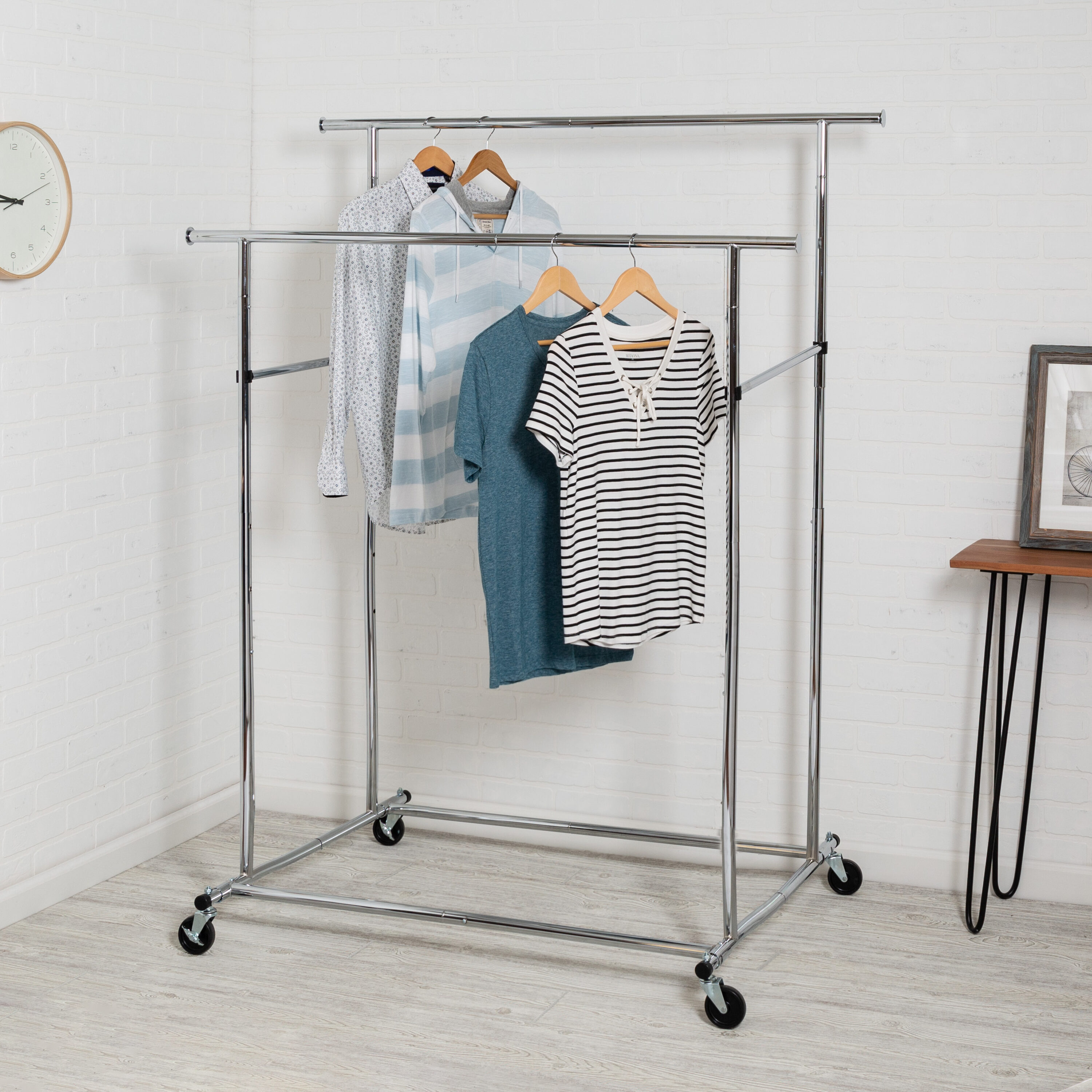 Honey-Can-Do Chrome Steel Freestanding Clothing Rack, 65-in Height, 32 ...