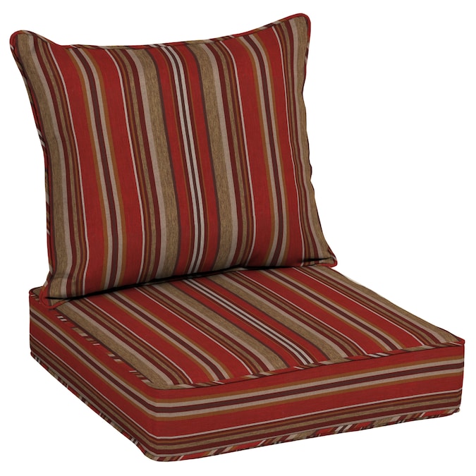 Allen Roth A R Stripe Red Deep Seat In The Patio Furniture Cushions Department At Com - Patio Couch Cushions Canada